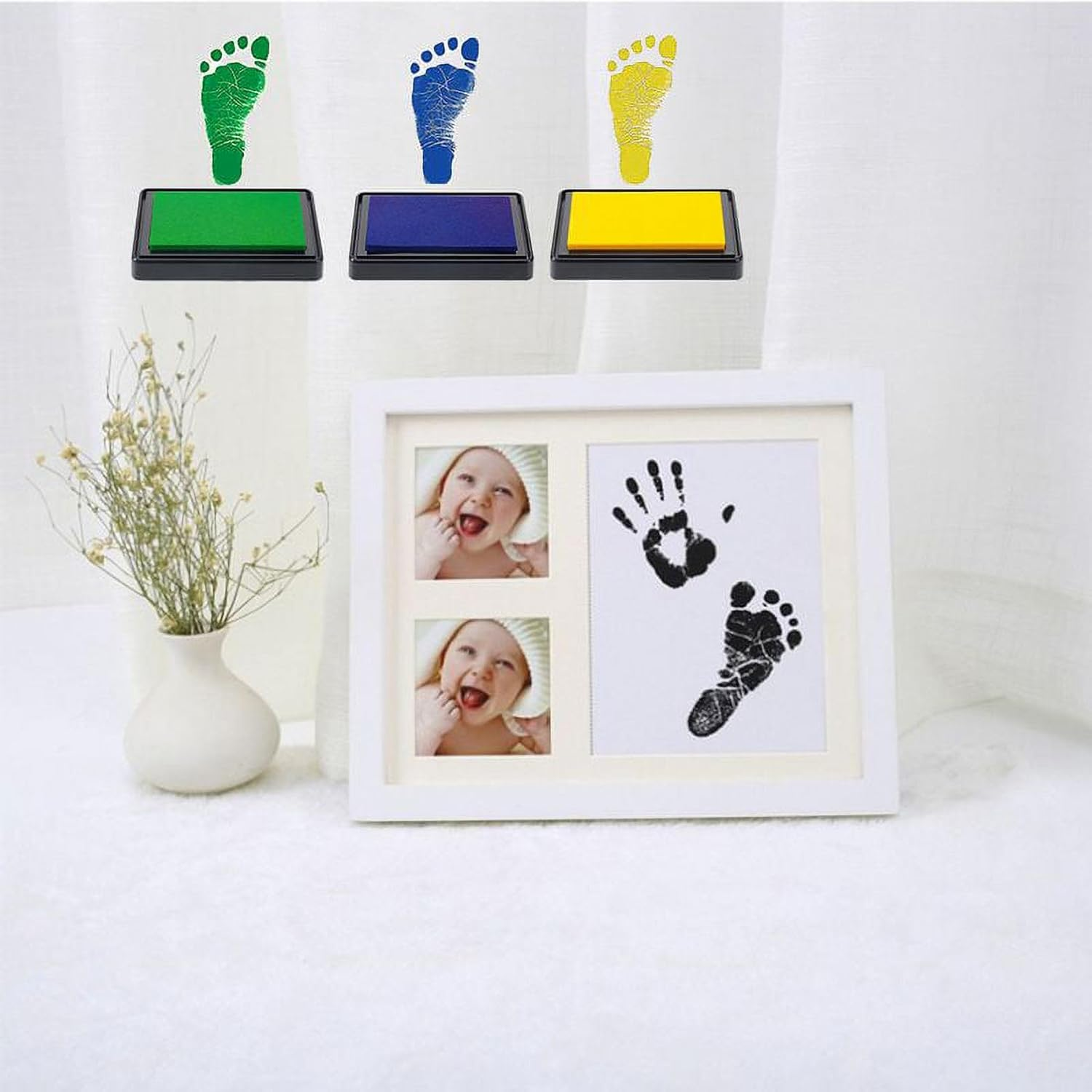 6 Reusable Baby Ink Pads, Footpri Ink Pads, Handpri Footpri Mud, Te Impressive Commemorative S for Boys and Girls, Non and Acid Ink, Easy to Wipe and Clean Skin 6Color image number 3