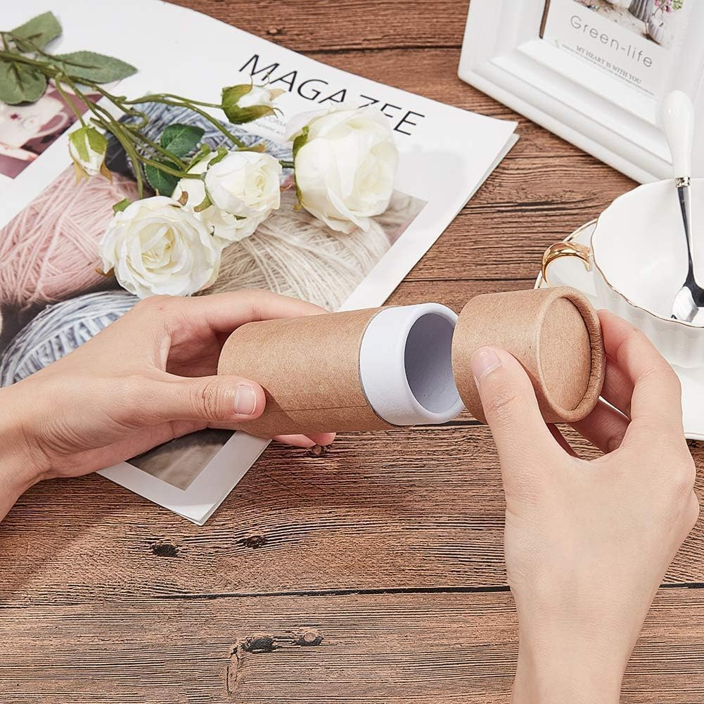 Paperboard Lip Balm Tubes, 10 Pcs Empty Kraft Paper Chapstick Tube Container, round Shap Empty Kraft Paper Jar Tube, Brown image number 1