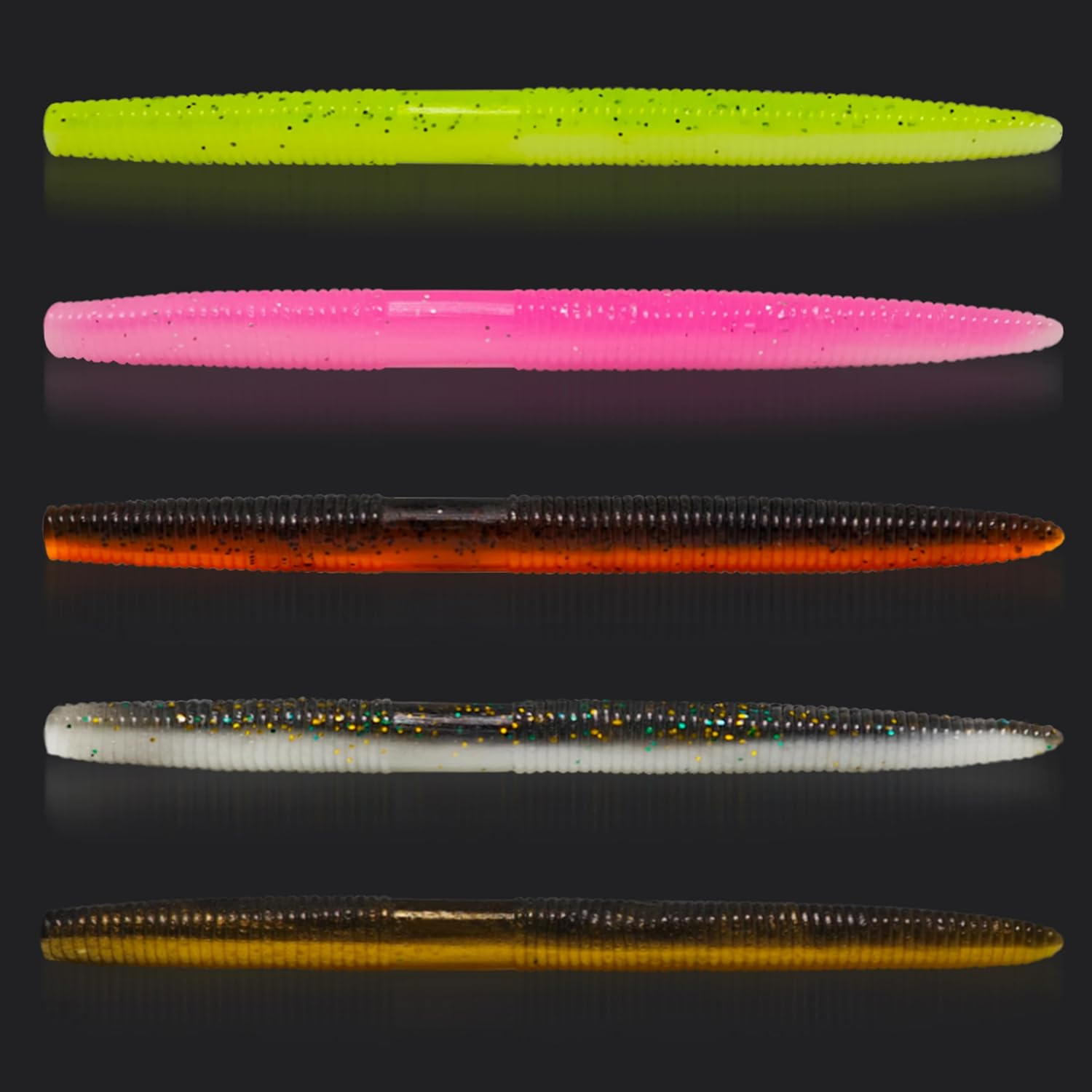 Senko Worms for Bass Fishing, 4.1'' Wacky Worms, Reaction Lure, 50PCS Soft Plastic Bait for Ned Rig, Fishing Lure Kit for Freshwater Bass image number 3