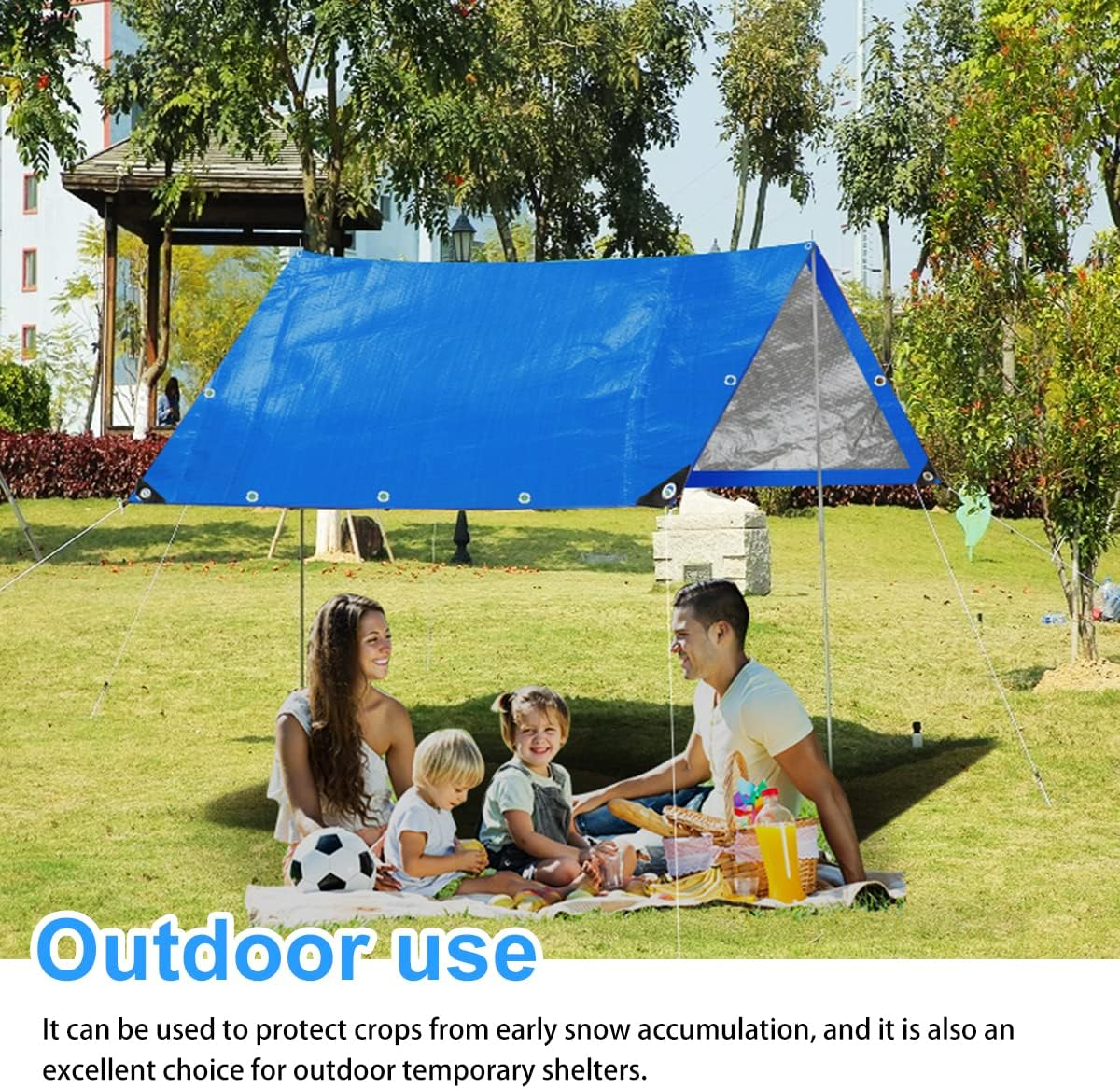 Onarway Tarpaulin 6M X 6M Thicken Tarpaulin Waterproof Heavy Duty 110GSM with Reinforced Grommets, Tarp Sheet Cover for Multipurpose Outdoor Use, Blue image number 5