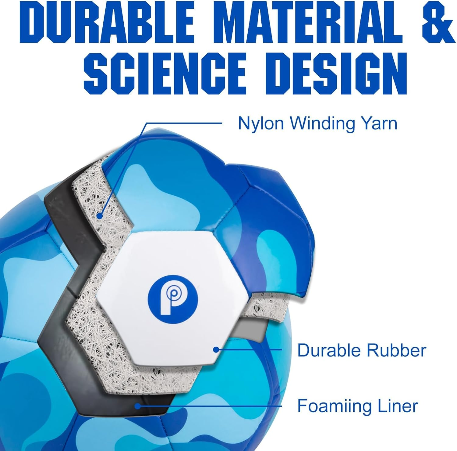 Size 5 Soccer Ball, Tri-Color Soccer Ball for Youth and Adult, Girls Boys Soccer Balls for Indoor Outdoor Sports Match Training Practice image number 1