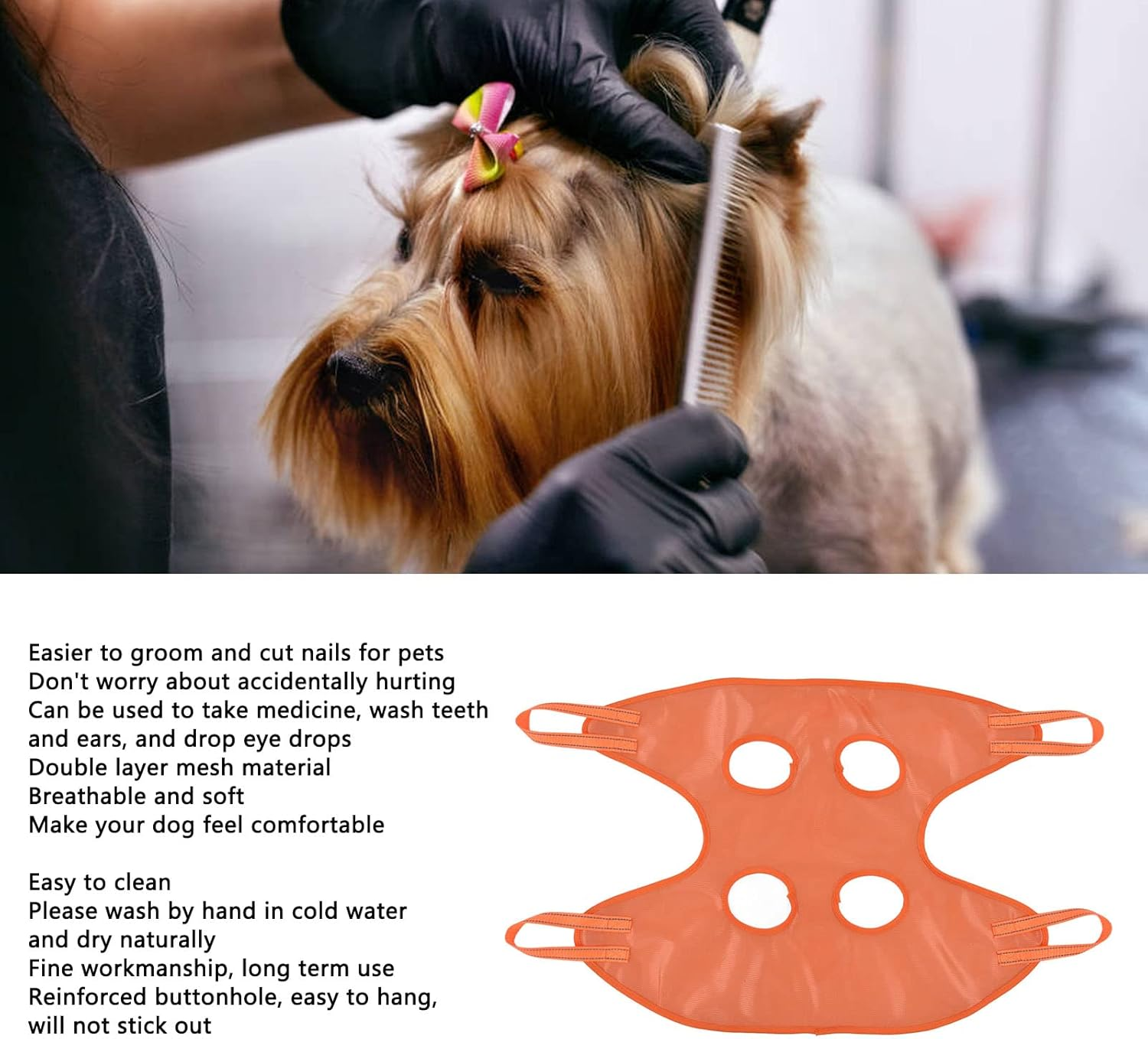 Dog Grooming Sling, Breathable Soft Washable Pet Restraint Hammock, Dog Grooming Hammock Dog Hanging Holder for Small Medium Cat Nail Trimming (S) image number 3