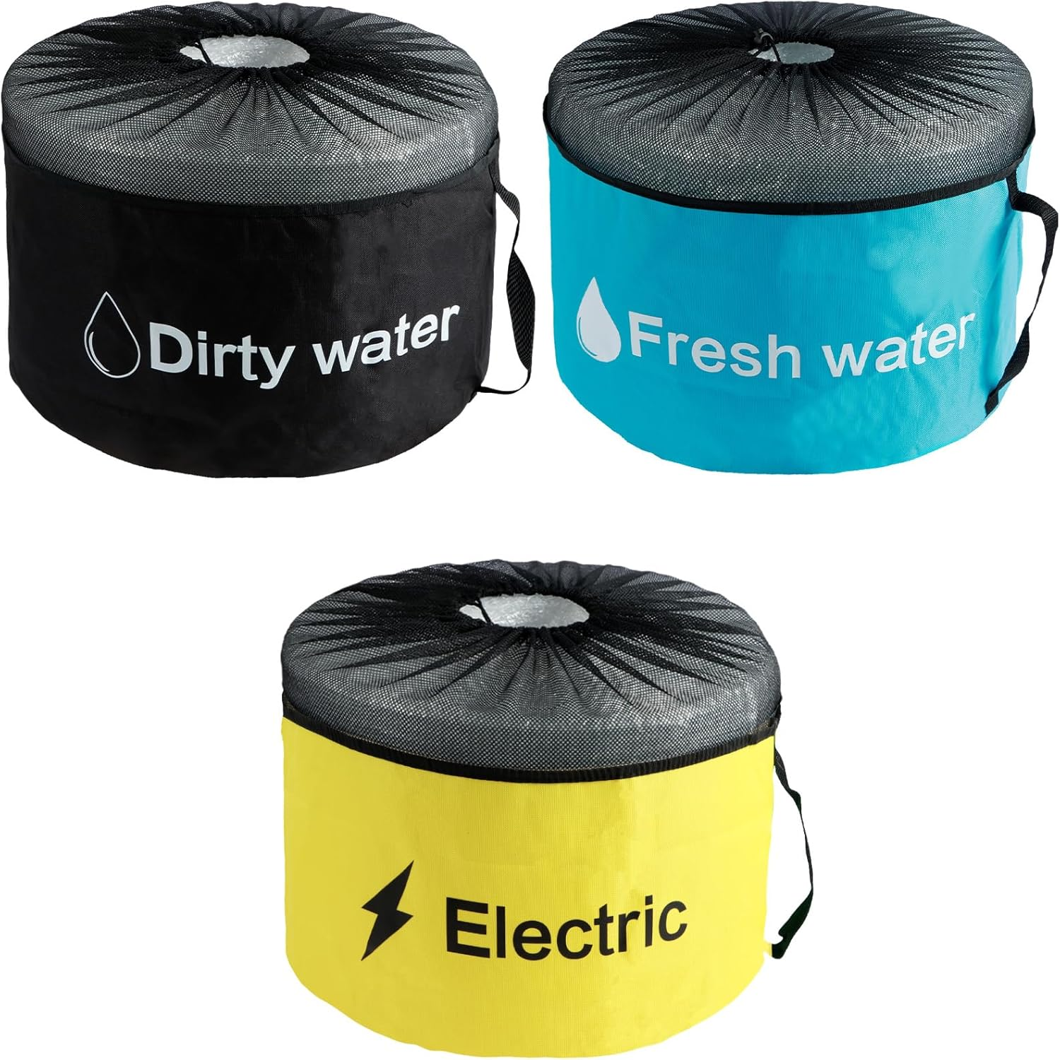 Fxvhojq 3/4Pcs RV Hose Storage Bags with Mesh Top Waterproof RV Utility Bag Multifunctional RV Accessories Storage Bags with Straps Large Sewer Hose Bag for Fresh/Black Water Hoses Electrical Cords - Black+Blue+Yellow+Green image number 3