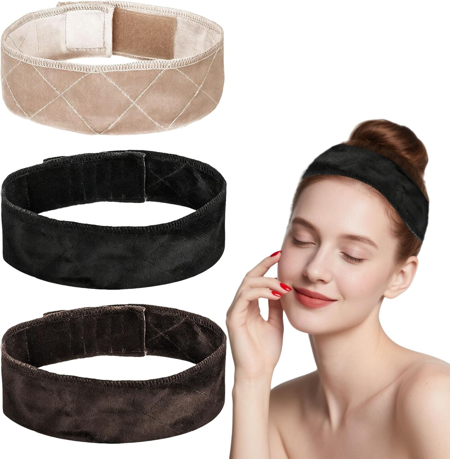 Wig Grip, 3 Pcs Wig Head Band, Adjustable Velveting Wig Cap Headband, Non Slip Breathable Head Band, Elastic Velvet Head Bands for All Day Wear, Keep Comfortably Secured in Place