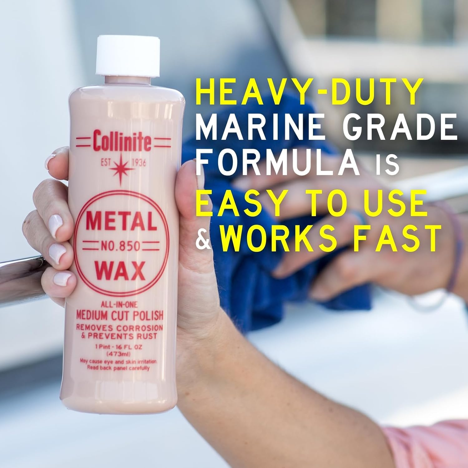 Collinite 850 Metal Wax & Polish Removes Rust & Prevents Oxidation in One Step - Heavy Duty Formula Easily Restores and Protects - for Aluminum, Chrome & Stainless Steel (16 Fl Oz) image number 3