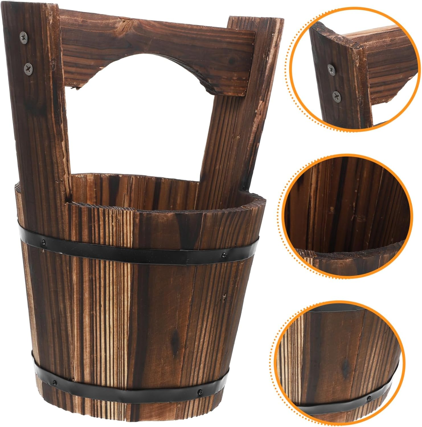 CIMAXIC Small Retro Planter Pot for Indoor Plants Barrel Planters Vegetable Growing Pot Gardening Accessory image number 3