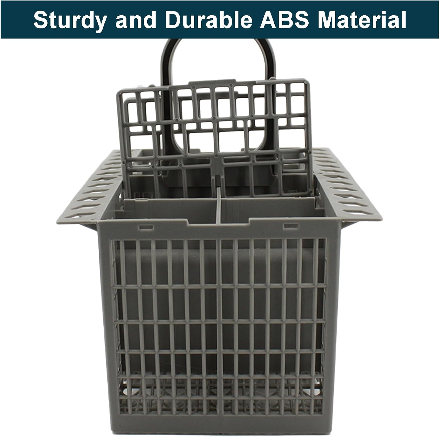 Veldtek Dishwasher Cutlery Basket with 8 Compartments and Handle, Dishwasher Silverware Utensil Basket Cutlery Rack Replacement, Grey (8-Slot) - 8-Slot image number 6