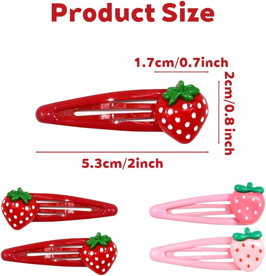 TRKETK 12 Pcs Strawberry Hair Clips, Pink Fruit Hairpin Metal Snap Hair Clips Y2K Retro Strawberry Accessories Sweet Gift Decorative for Everyday Styling (Three Colors) image number 3