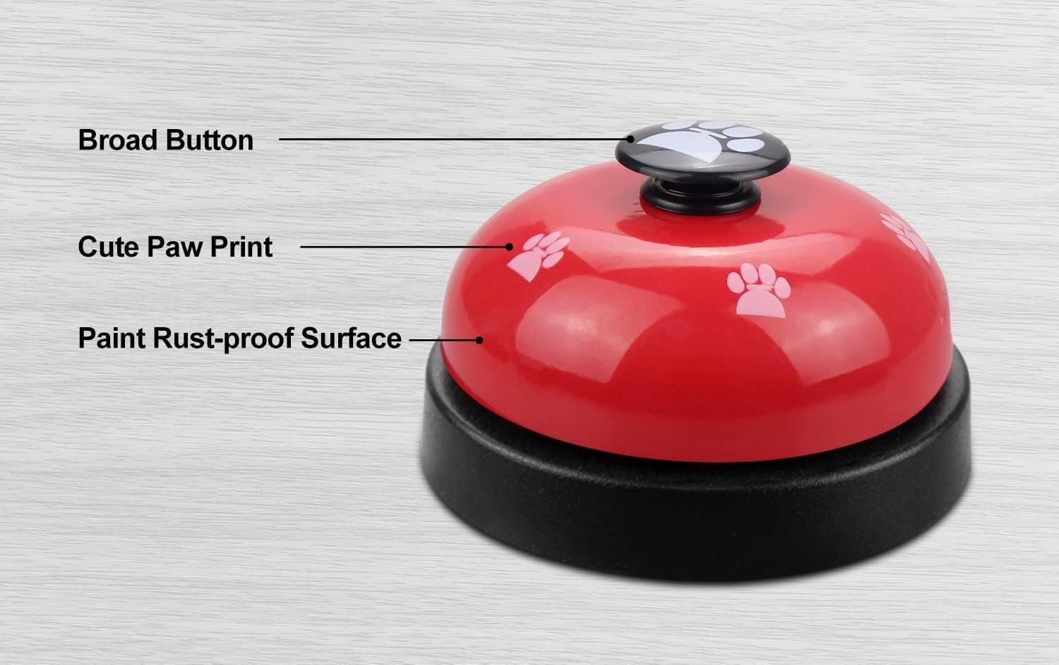 Pet Training Bell, Red and Black, Paw Print Design, Desktop Service Bell for Hotel School Bar Shop Restaurant