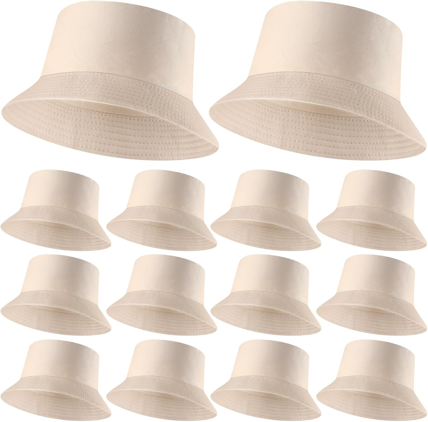 12 Pcs Bucket Hats for Men Women Bulk Cotton Fishing Cap UV Protection Beach Foldable Solid Color Summer Sun Cap