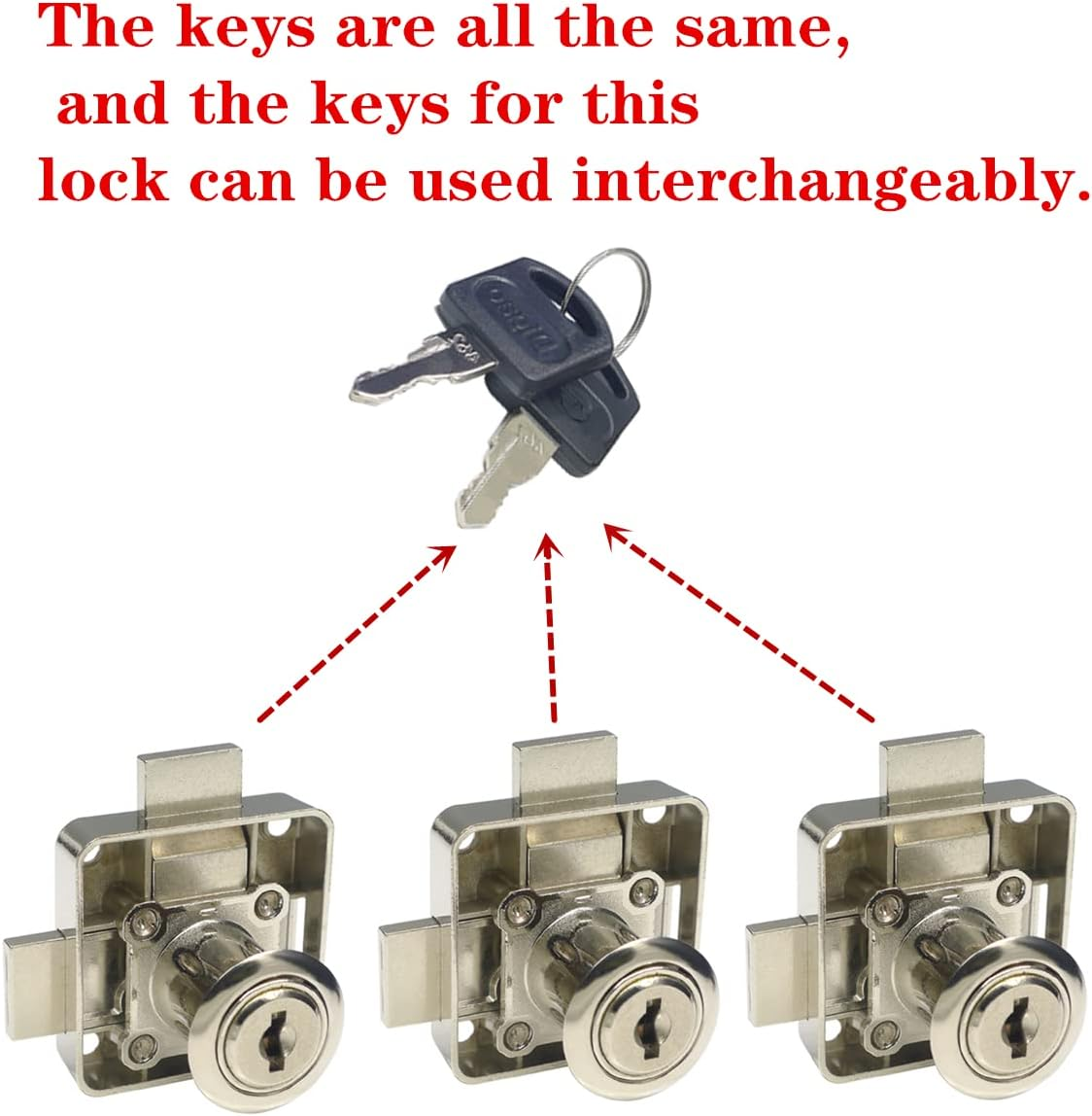 Cabinet Double Door Lock Cabinet Drawer Lock Safety Lock [Keyed Alike] Double Latch Door Lock [Mounted on Right Side Door]. for (3/5"-/15Mm -7/8"-/22Mm) Door Panels (1 Pack) image number 3