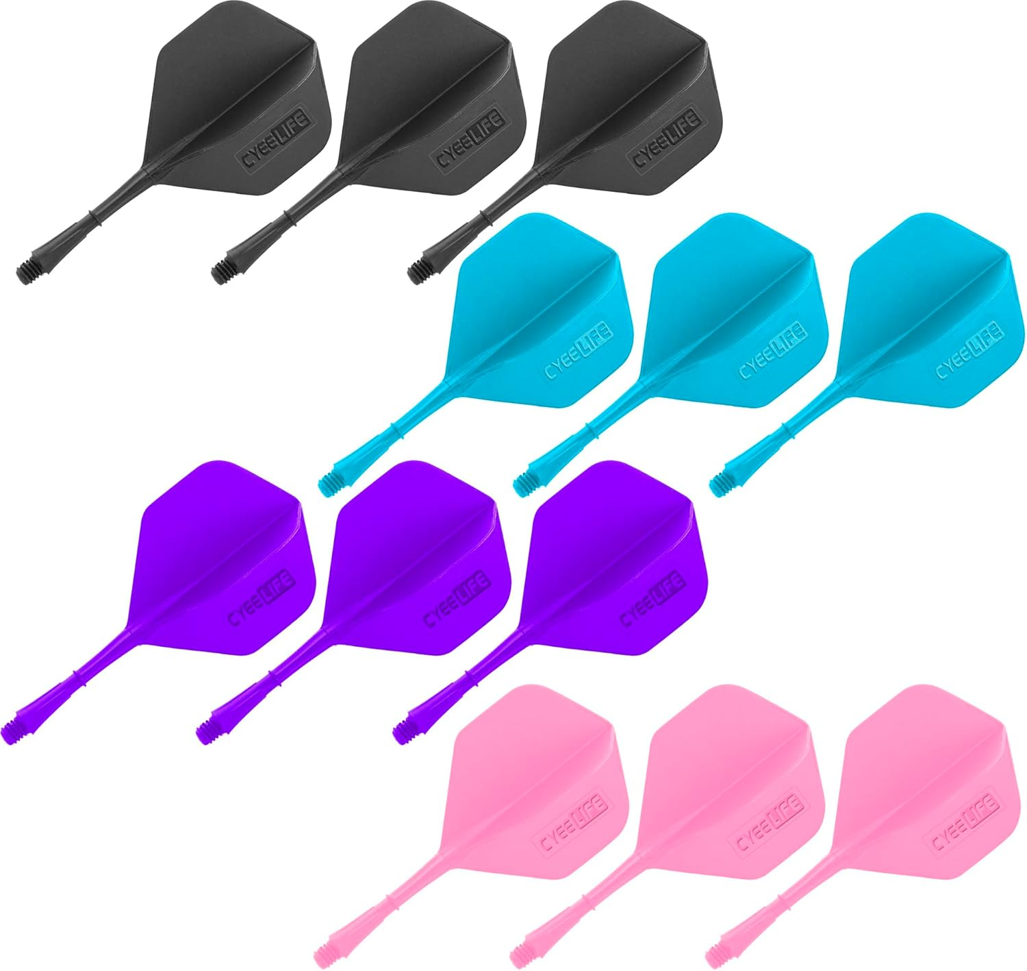 Cyeelife-Dart Flights and Shafts,12Pcs One Piece Integrated Plastic New Accessories Kit,4 Colors image number 5