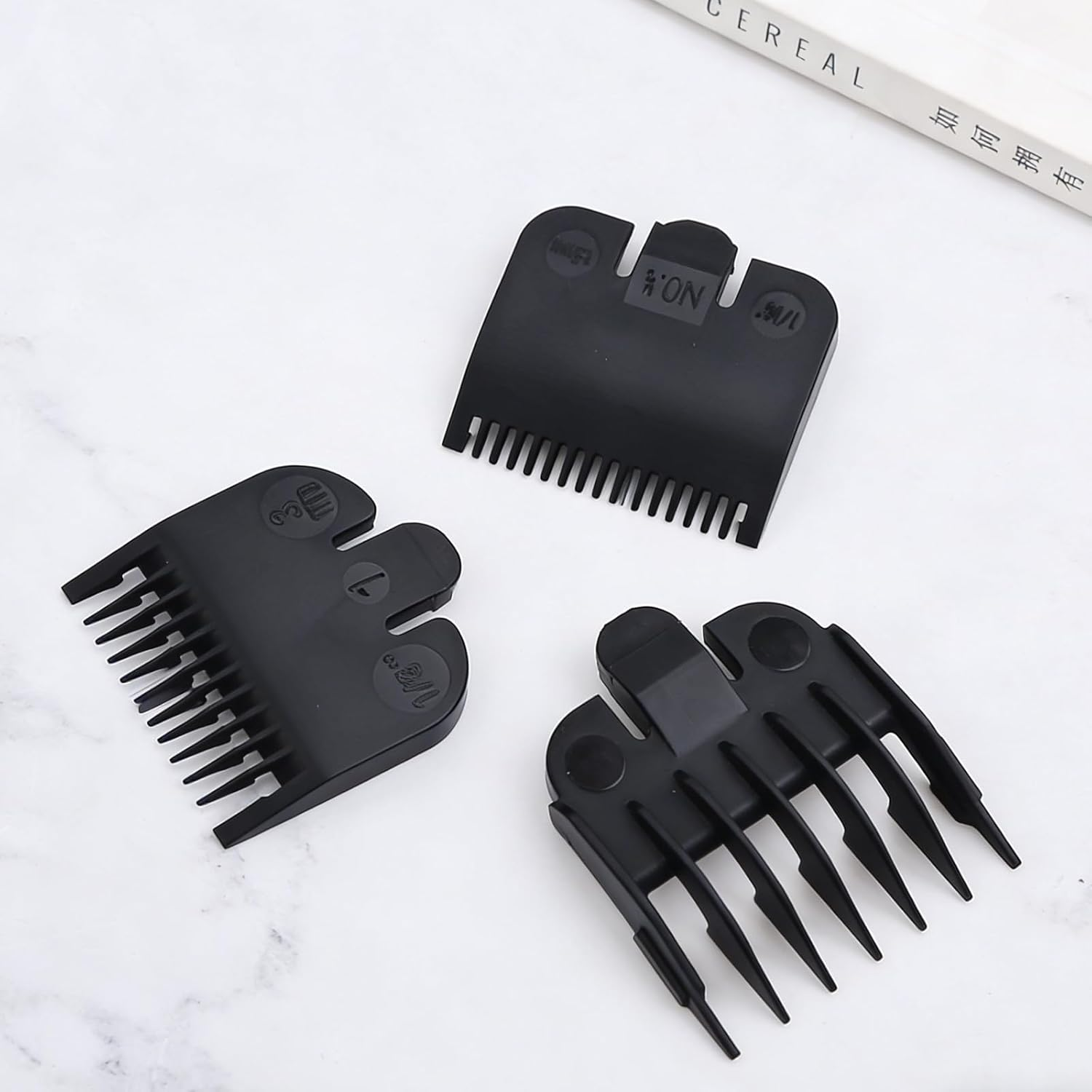 BGENHPON 3 Professional Hair Clipper Guards Set 3 Piece Clipper Guides Replacement Compatible with Wahl Clipper Guards in Sizes 1/16 Inch 2/16 Inch 3/16 Inch Black Color image number 5