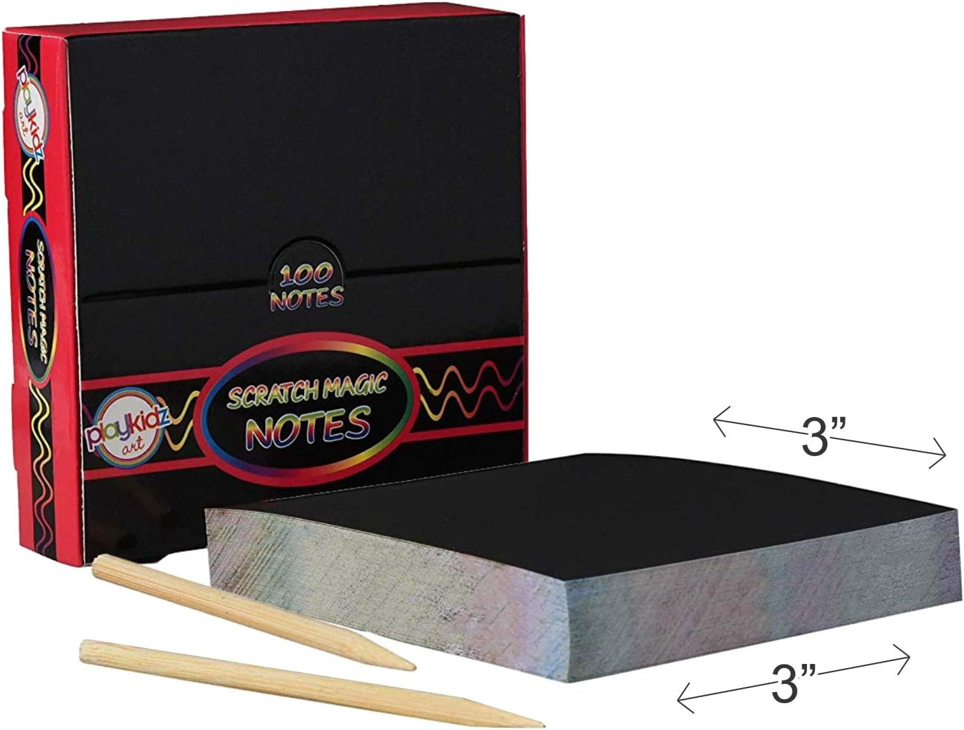 Scratch Art Kit &ndash; Magic Scratch off Notes & [2] Stylus Tools for Kids & Adults &ndash; 100 Black Paper Sheets &ndash; Create Colorful Rainbow Cards, Bookmarks, Notes, Pictures & Other Art without Ink