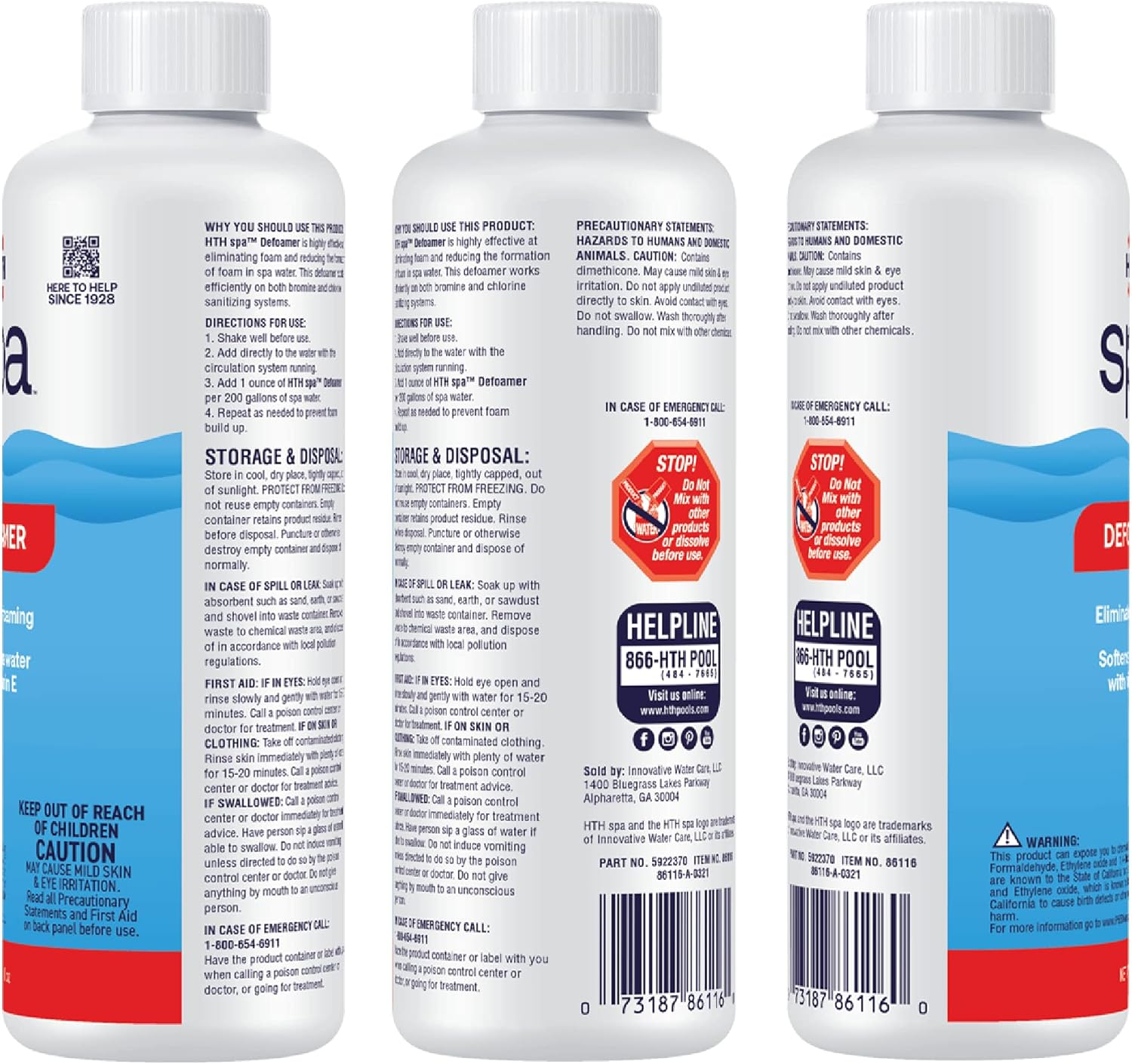 HTH Spa 86116 Defoamer, Spa & Hot Tub Chemical Eliminates Foaming, Softens Water, 16 Oz image number 2
