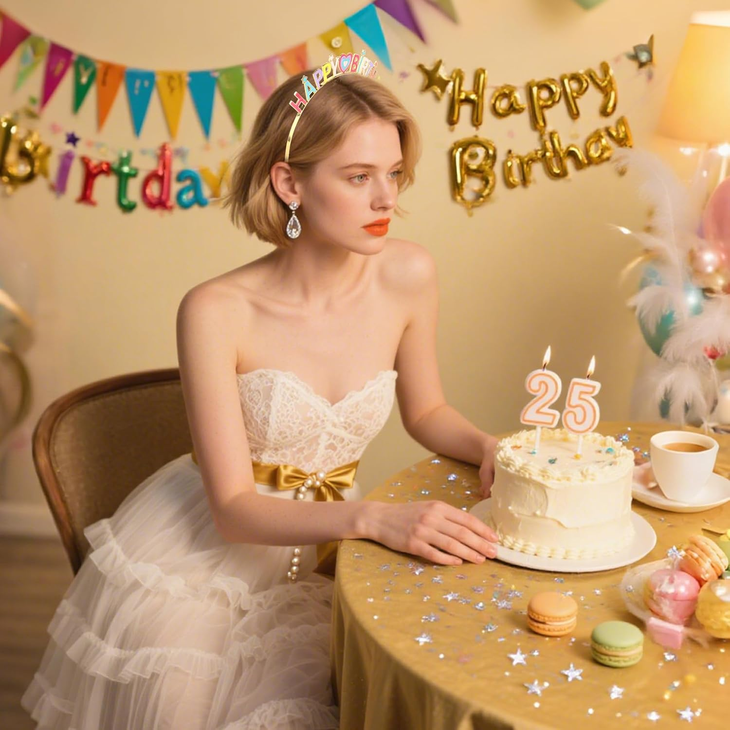 Srotmirw Hair Rings for Women, 1 Piece Birthday Headband for Girls, Hair Accessories