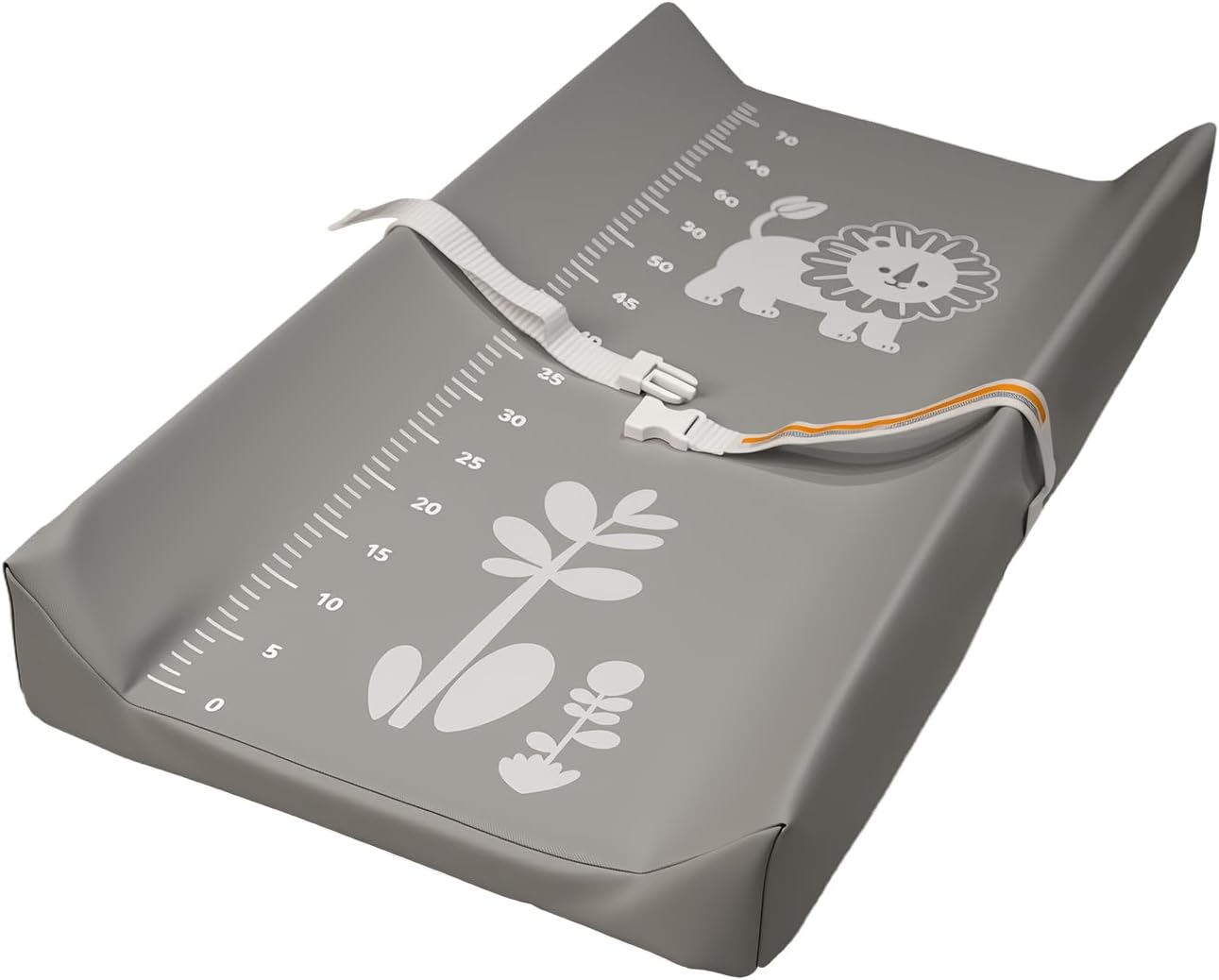 AGOGOLIFE Baby Changing Pad with Ruler, Waterproof PU Leather Wipe-Clean Mat with Safety Belt, Anti-Slip Base, Fits Standard Changing Tables