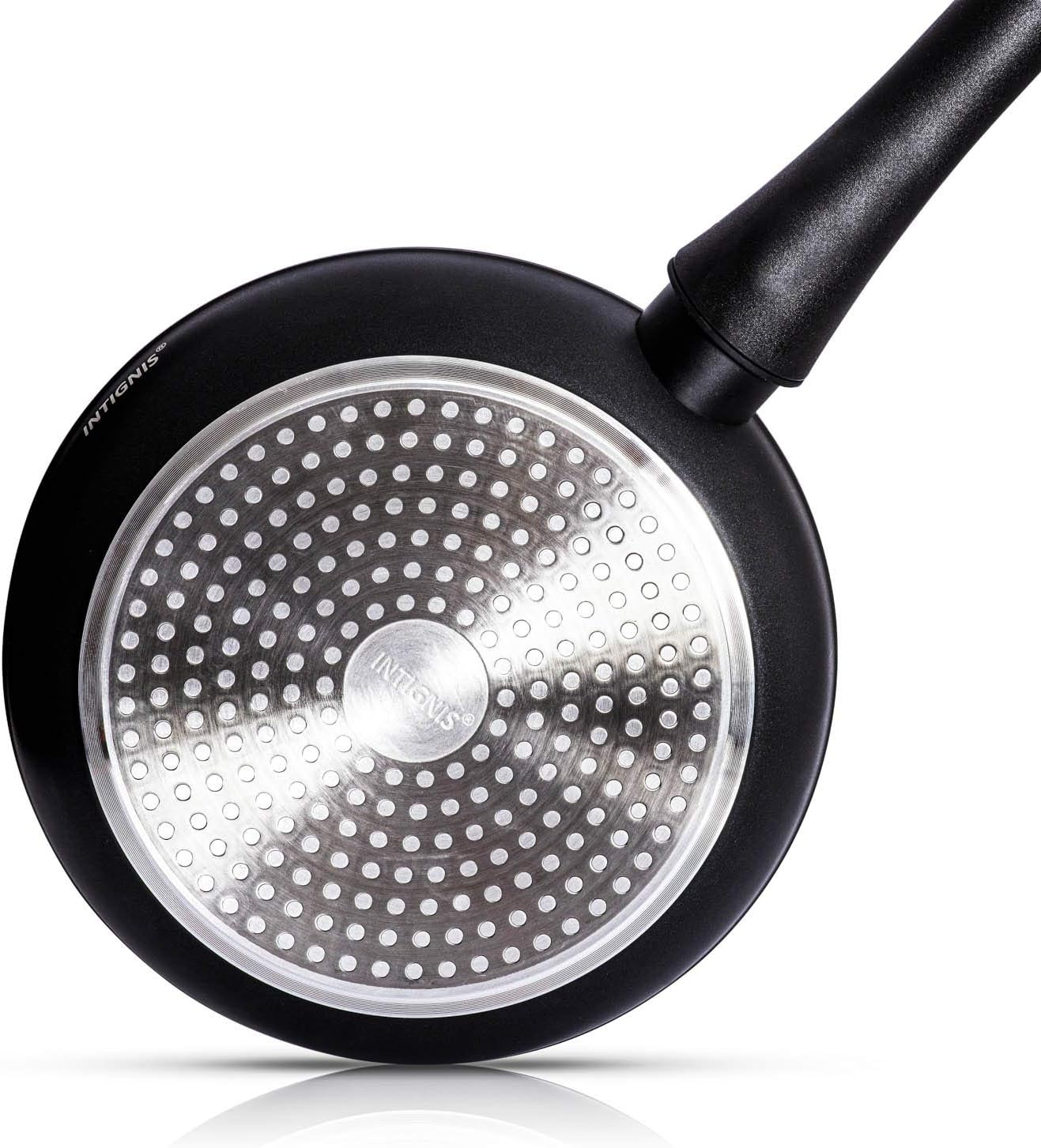 INTIGNIS Frying Pans | Heavy Duty | Scratch Resistant | Detachable Handles | Induction, Gas, Electric Hobs Safe | Chemical Free Super Non-Stick |Ultimate Kitchen Cookware with Easy Cleaning image number 3