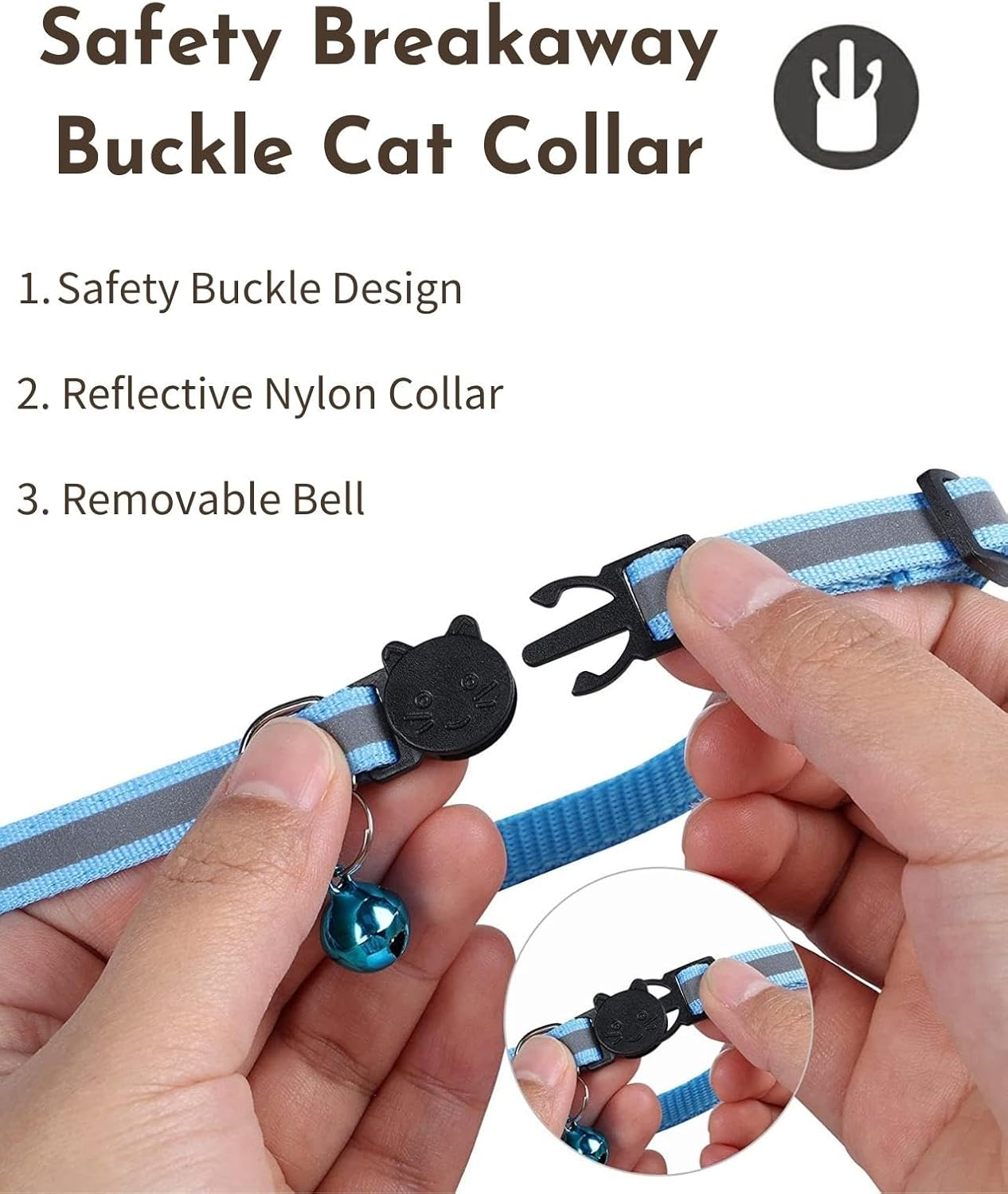 Airtag Cat Collar, Reflective Air Tag Cat Collar with Airtag Holder and Bell, Lightweight Cat Tracker Collar, Cat Airtag Collar with Breakaway Safety Buckle for Cat Dog Kitten Puppy (Black) image number 5