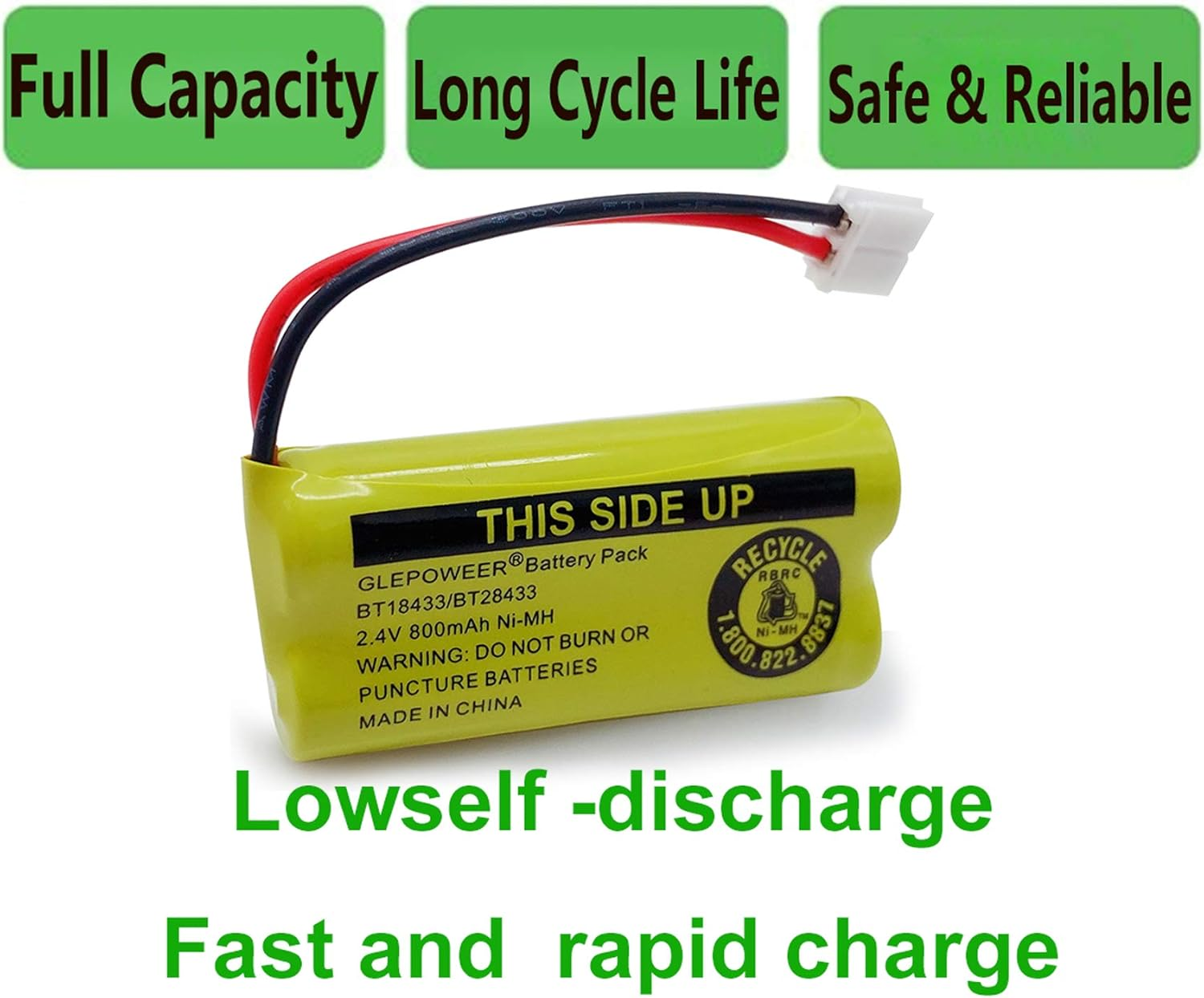 BT18433 BT-18433 BT184342 BT-184342 BT1011 BT-1011 Replacement Battery Compatible with AT&T and Vtech BT-8300 BATT-6010 89-1326-00-00 89-1330-01-00 CPH-515D Cordless Phone(2 Pack) image number 1