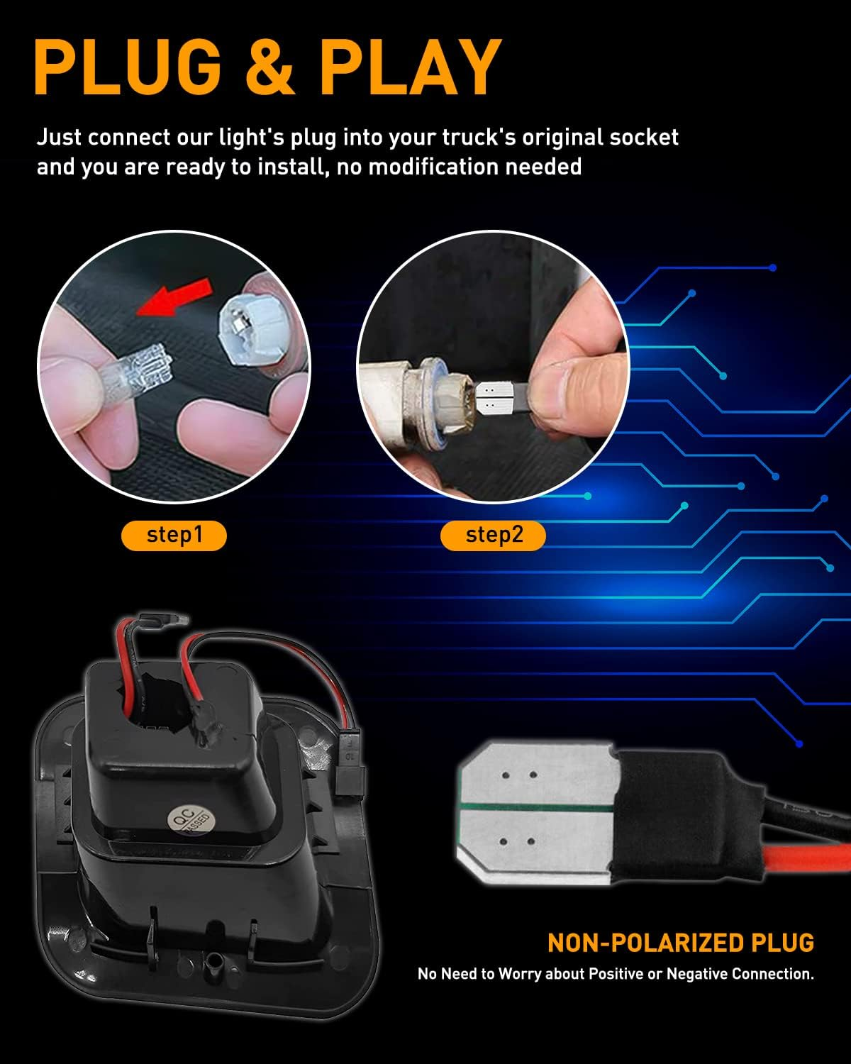 Full LED License Plate Light Tag Light for 2003-2018 Dodge RAM 1500 2500 3500 Pickup Truck, 6000K White, Smoke Lens, Tag Lamp Assembly Replacement, 2 PCS image number 4