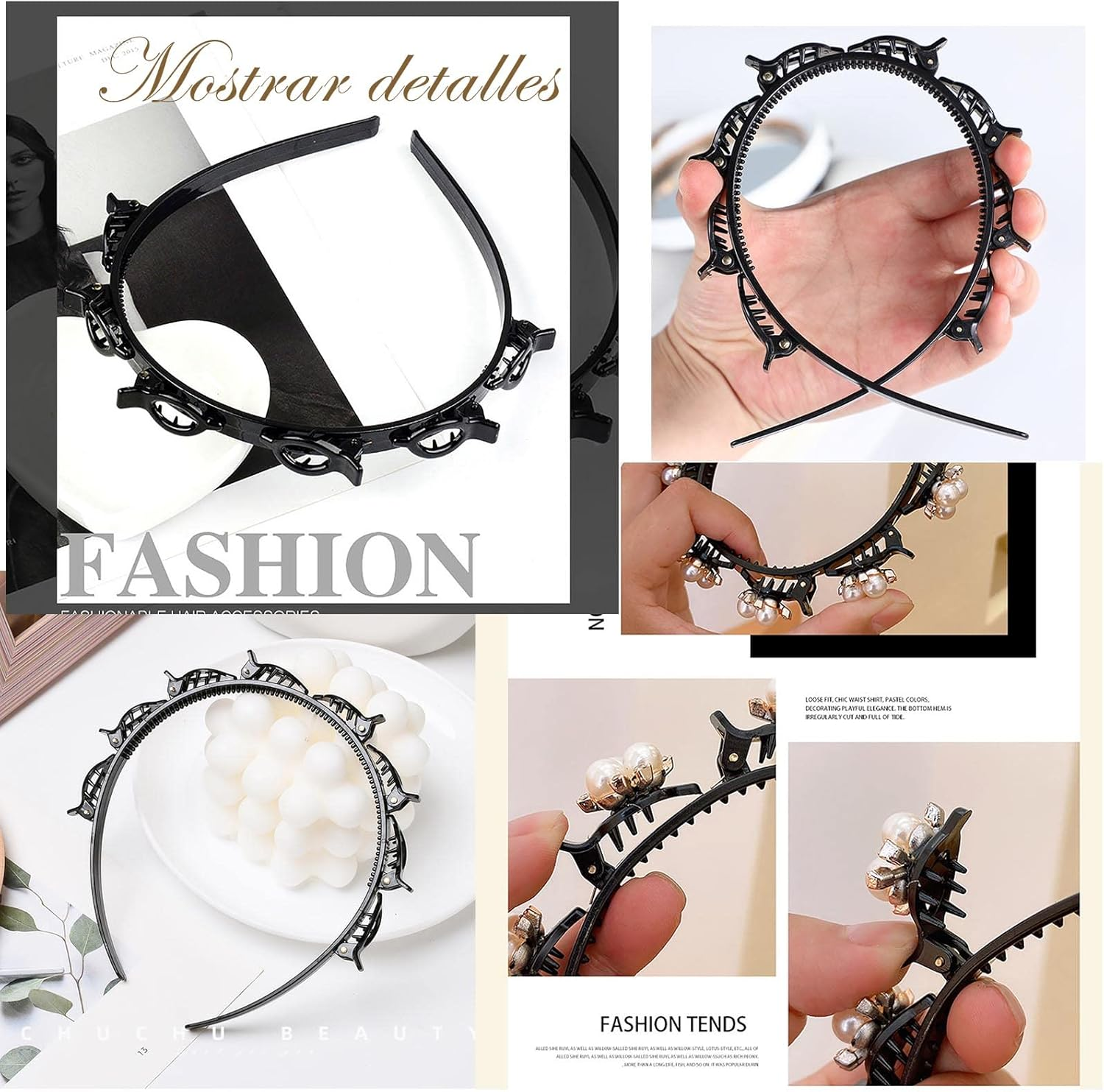 Tseenyi Layered Double Bangs Hairpin Hairband Braided Headbands Double Layer Twist Plait Hair Tools Jewelry for Women and Girls Valentine'S Day(Black 1Pcs)