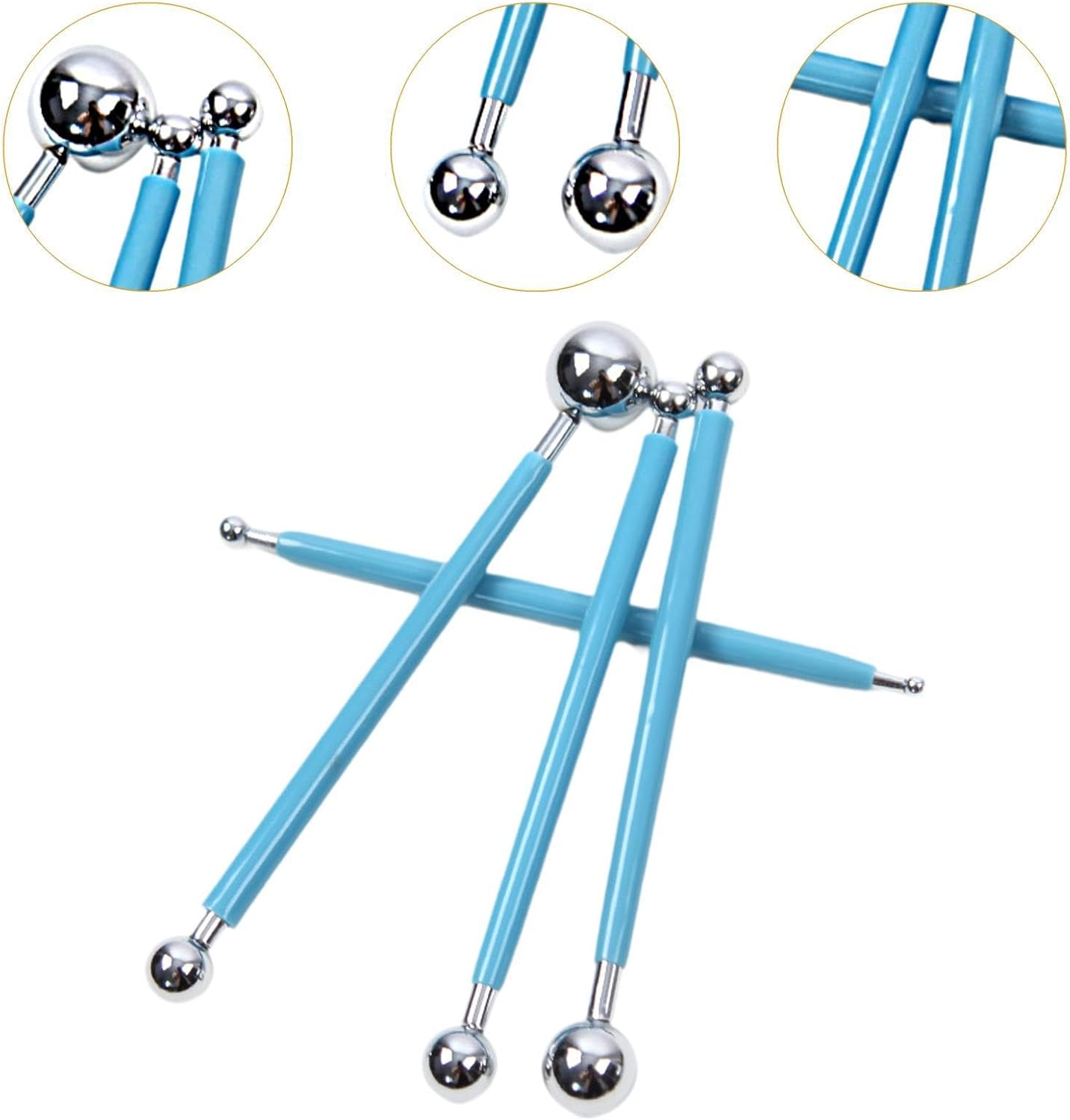 Frediuo 4 Pieces Ball Stylus Dotting Tools Pottery Tools Rock Painting Two Ended Ball Stylus, Blue image number 1