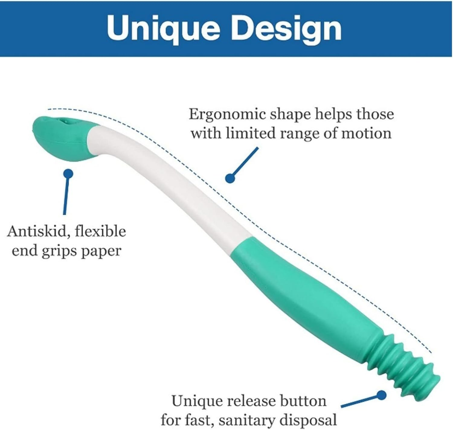 Abeillo 15.7" Comfort Wipe Toilet Aid for Wiping Bottom, Non-Slip Handle,For Disabled, Elderly, Overweight, Pregnant People, Easy to Use Bottom Buddy Wiping Assist Tool(Green) image number 2