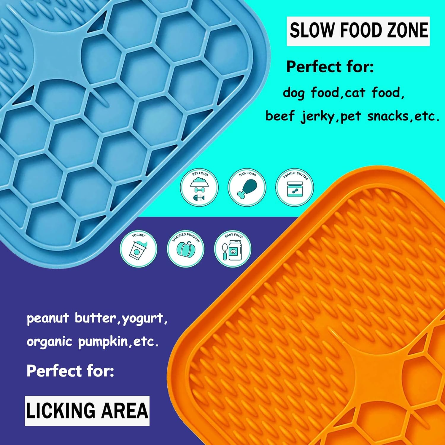 Dog Lick Mat, 3 Pcs Lick Mat for Dogs with Suction Cups for Anxiety, Peanut Butter Dog Licking Mat Slow Feeder Dispensing Treater Lick Pad for Dogs Cats Bathing Grooming image number 5