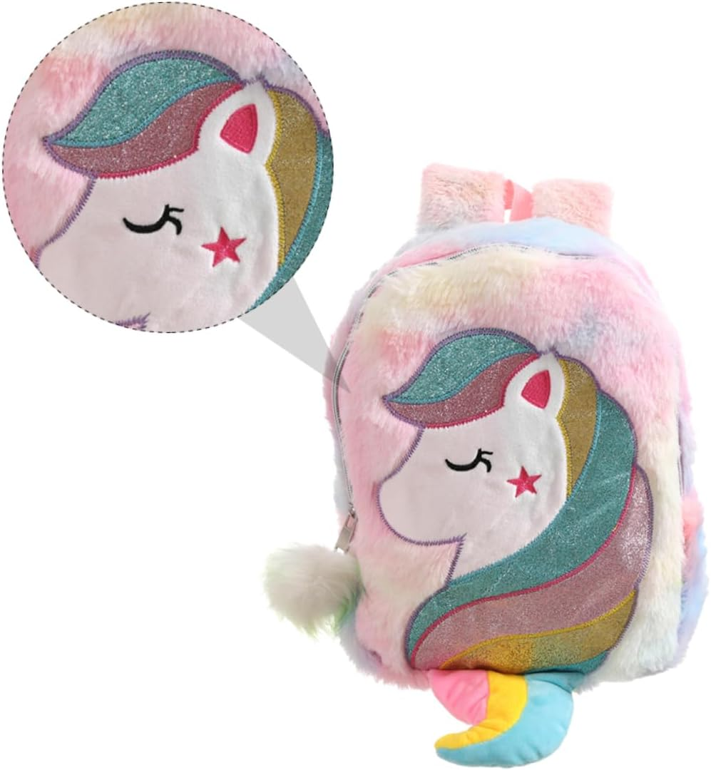 CATIEBYE Rainbow Unicorn Plush Boys and Girls Backpack Soft Shoulder Schoolbag for Boys and Girls Children Colorful Cute Bookbag for Primary School image number 2