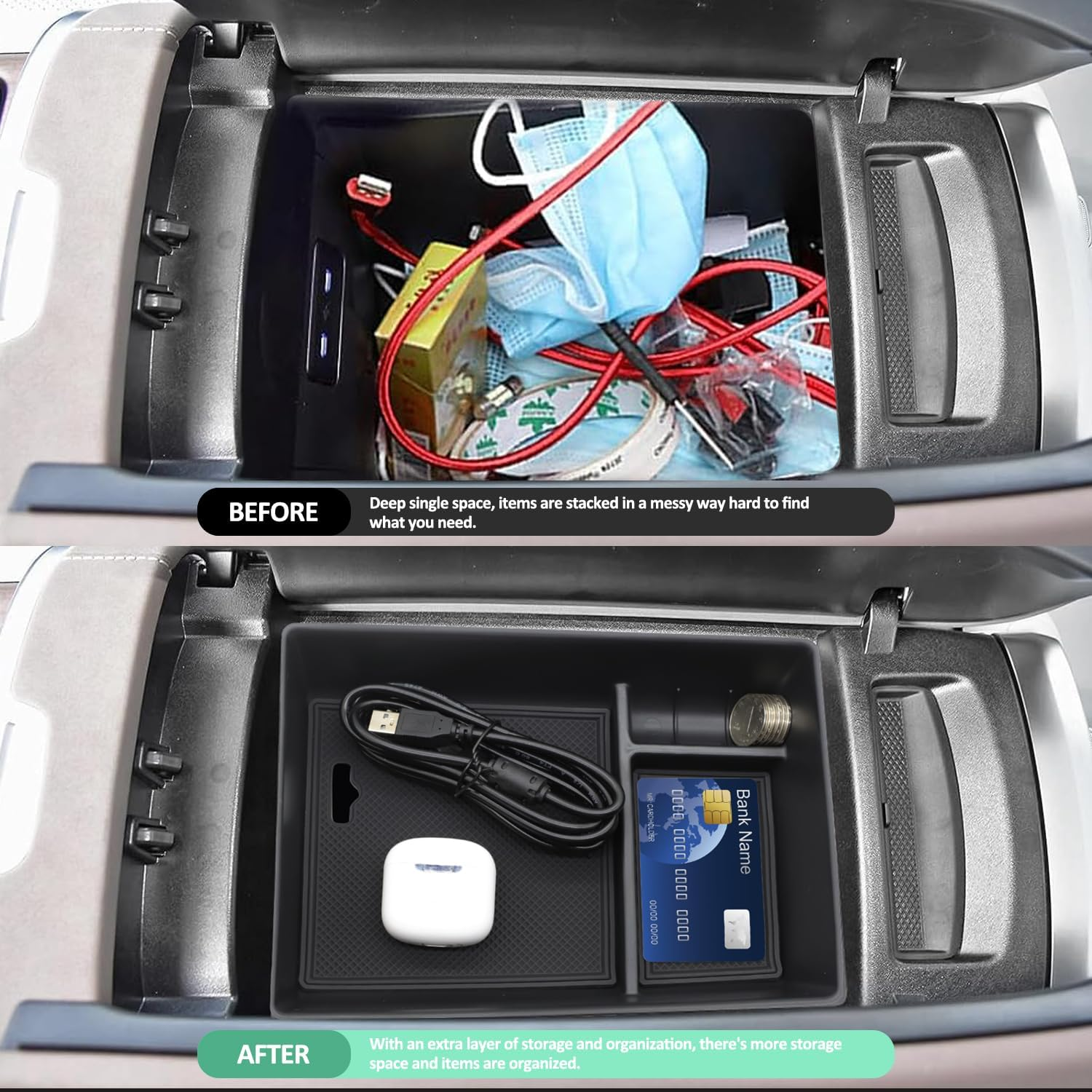 Yboueo for Benz EQE EQS Center Console Organizer Tray，Armrest Storage Box Compatible with Mercedes Benz EQE350 EQE350+ EQE500 EQS 400 450+ 580 AMG 2023+Interior Accessory image number 4