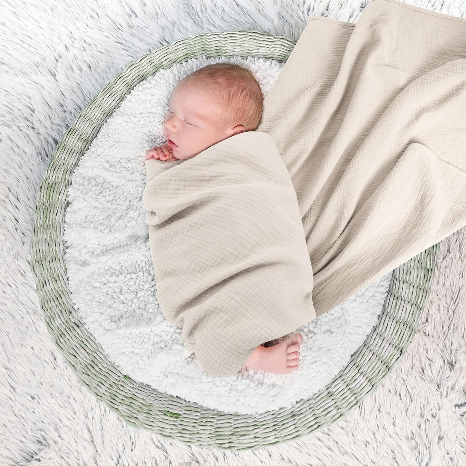 Susurration Muslin Swaddle Blanket Baby,100% Cotton Baby Receiving Blanket Soft Thin Baby Swaddle Blanket for Unisex Newborn 40X40In 2Pack (Dark Green) image number 2