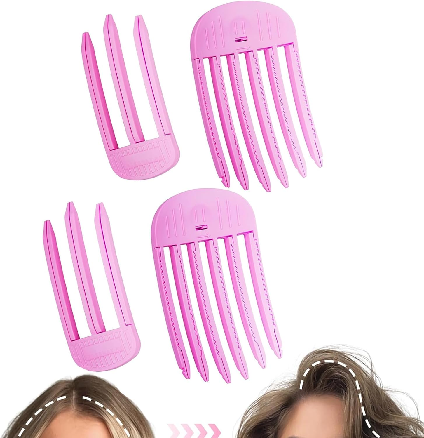 Pack of 4 Volume Hair Clips for Fluffy Bangs, Wind Styling Comb for Fluffy Bangs, Traceless Hair Clip, Hair Styling Tools, Root Clips for a Natural Voluminous Look image number 6