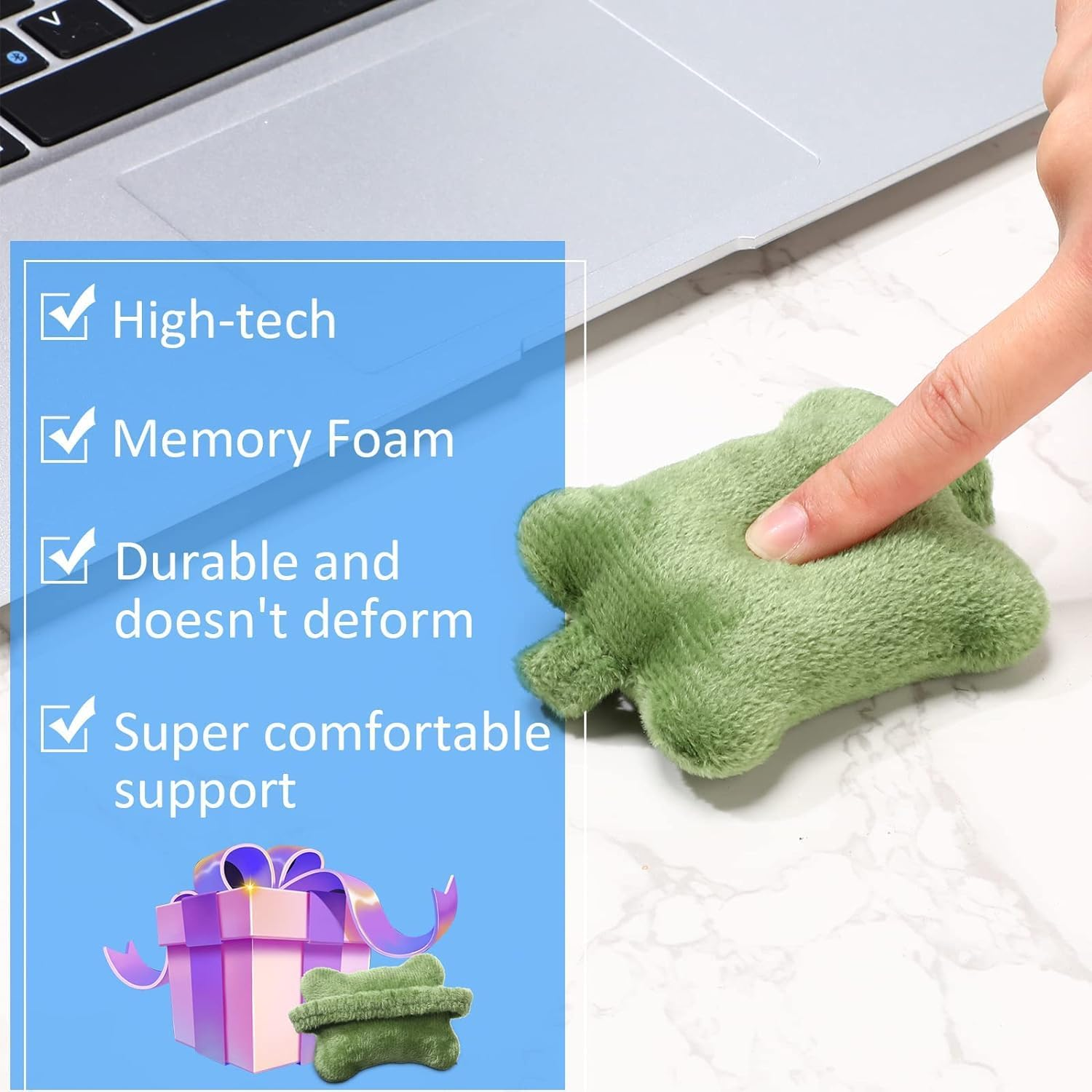 Mouse Wrist Rest Support, 4 Pcs Cute Wearable Keyboard/Mouse Wrist Rest Cushion Pillow for Computer, Laptop, Office Work, Typing, Gaming - Wrist Pain Relief image number 2