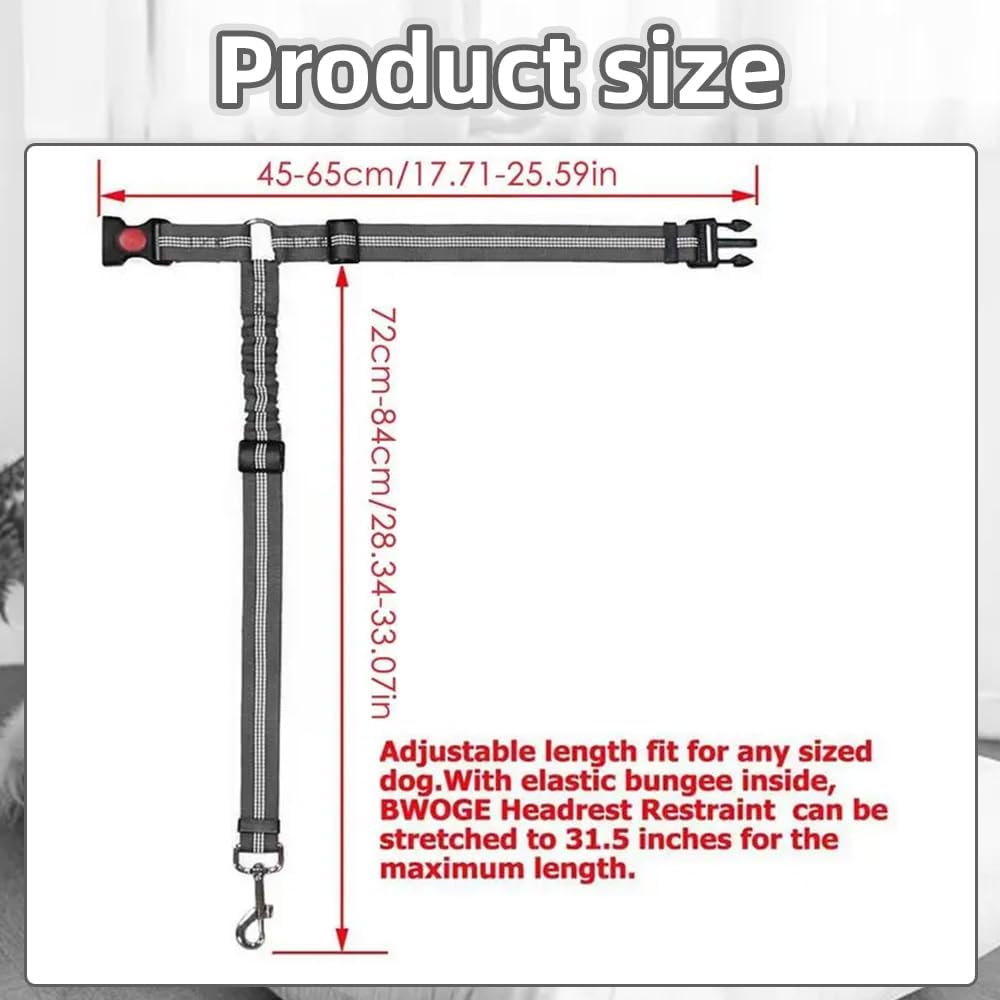 2 Pack Dog Car Seat Belt, Dog Seat Belts for Cars UK with Adjustable Heavy Duty Nylon and anti Shock Elastic Bungee Buffer (Black and Red) image number 3