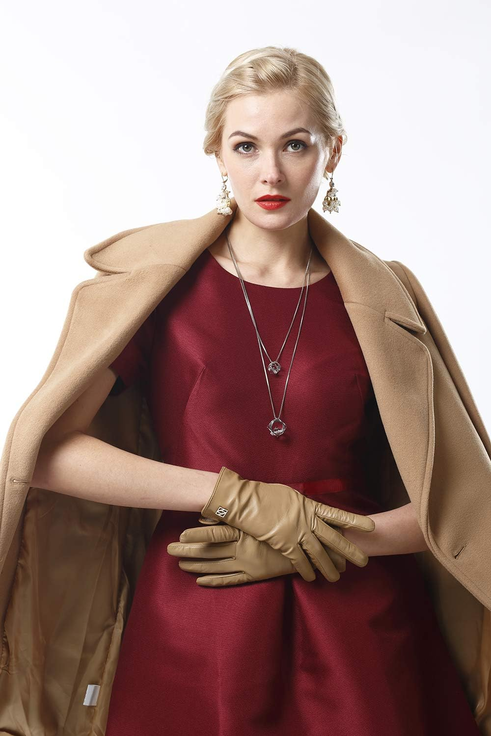 Nappanovum Women'S Italian Leather Gloves Lambskin Winter Comfort Gloves (Touchscreen or Non-Touchscreen) image number 5