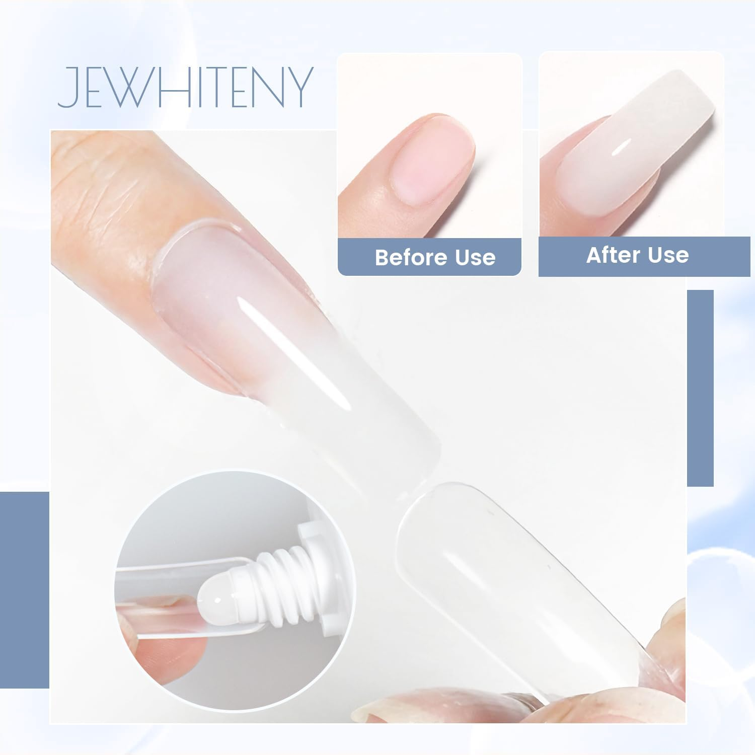 JEWHITENY 2Pcs 25G White Poly Gel Nail Extension, Natural Appearance and Lasting Thickening, Modern Art Design Home Beauty Salon, Needs Curing with Uv Lamp image number 2