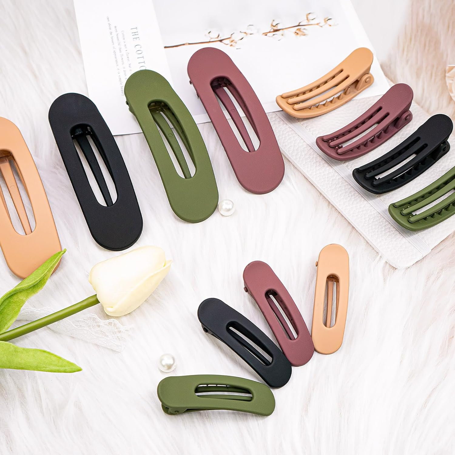 GLITE 12 Pcs Flat Hait Clips, Lay down Claw Clips for Women, 3 Sizes Duck Billed Thin Thick Hair Barrette, Hair Accessories for Girls Non-Slip Slide Hair Clip