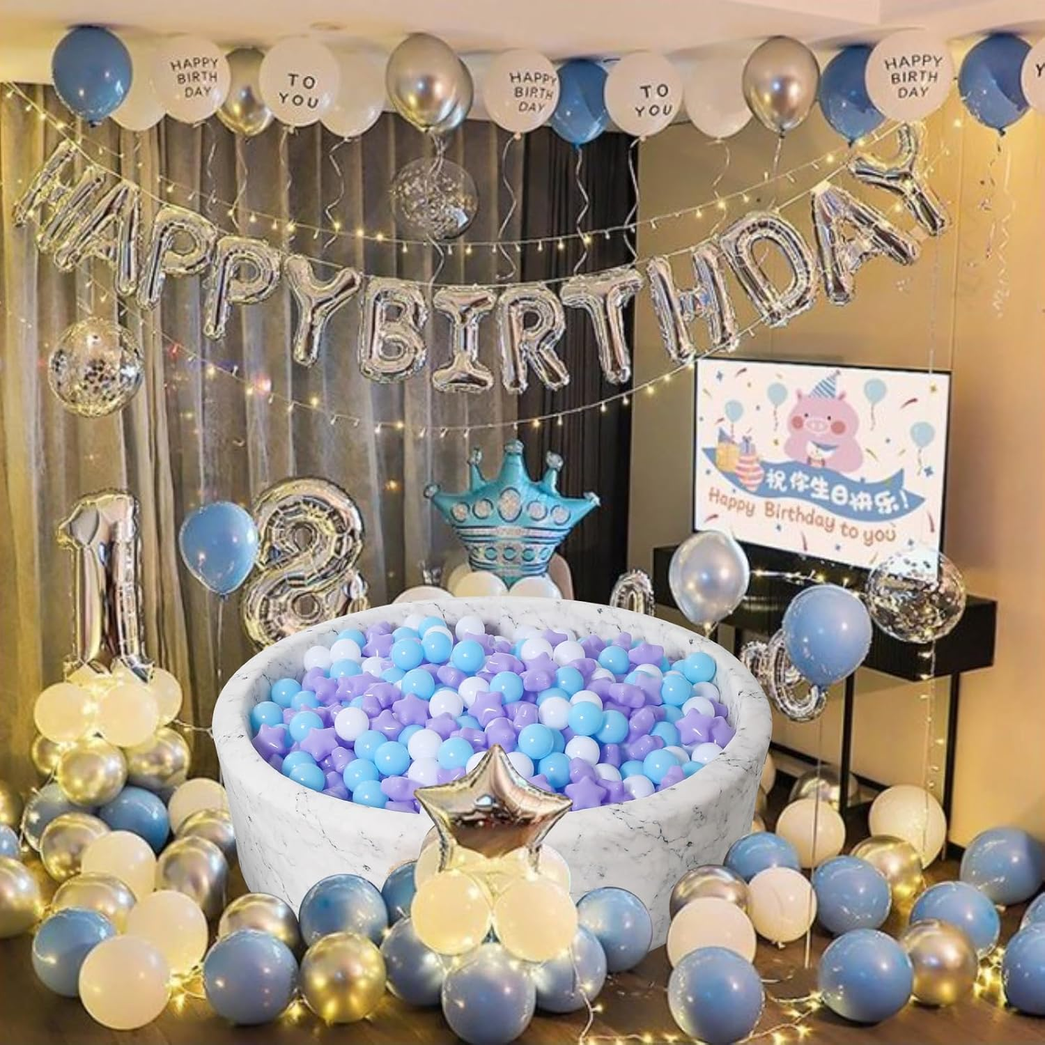 STARBOLO Star Ball Pit Balls for Toddlers -100Pcs Star Phthalate Free BPA Free Non-Toxic Crush Proof Play Balls Play Tent Pool Playhouse Playpen Party Decoration. image number 4