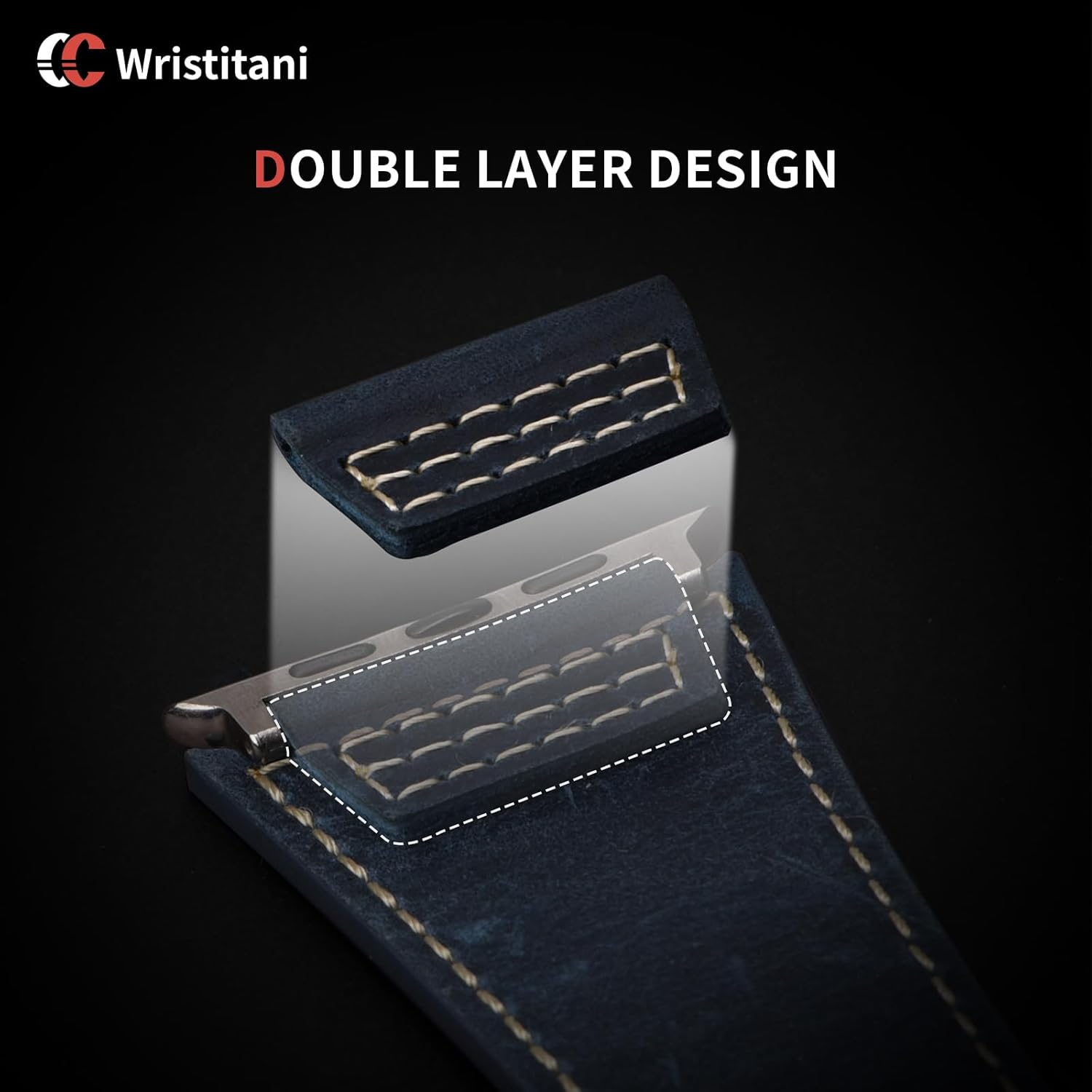 Wristitani Leather Bands Compatible with Apple Watch Band 49Mm 46Mm 45Mm 44Mm 42Mm 41Mm 40Mm for Men, Top Genuine Leather Replacement Strap for Iwatch Ultra2 Ultra Series 10 9 8 7 SE2 SE 6 5 4 3 image number 2