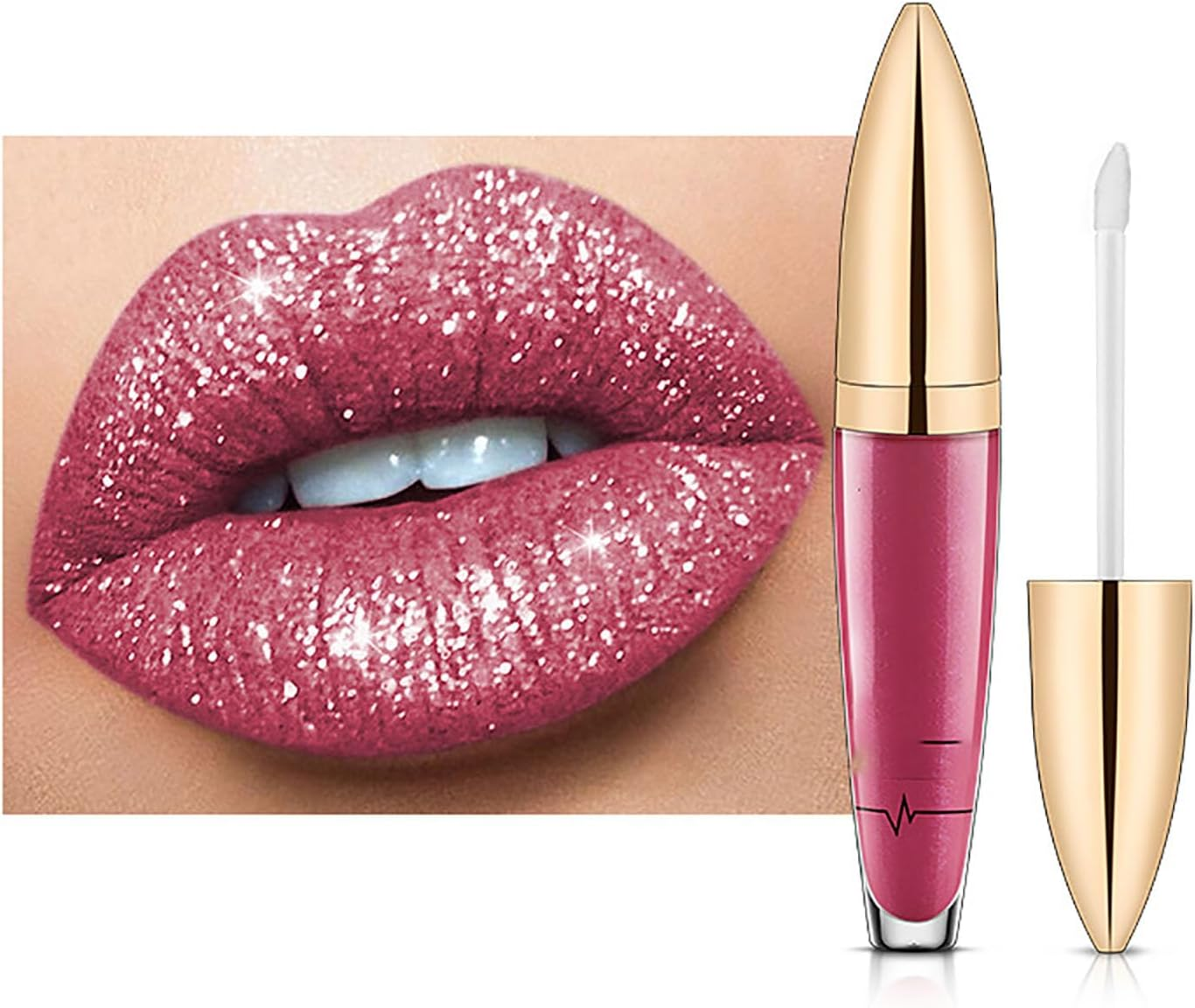 Diamond Lip Gloss Matte to Glitter Liquid Lipstick Waterproof, Diamond Shiny Long Lasting Lipstick Glitter Lipgloss Matte Liquid, Glitterlip Gloss for Women, Waterproof Makeup (E)
