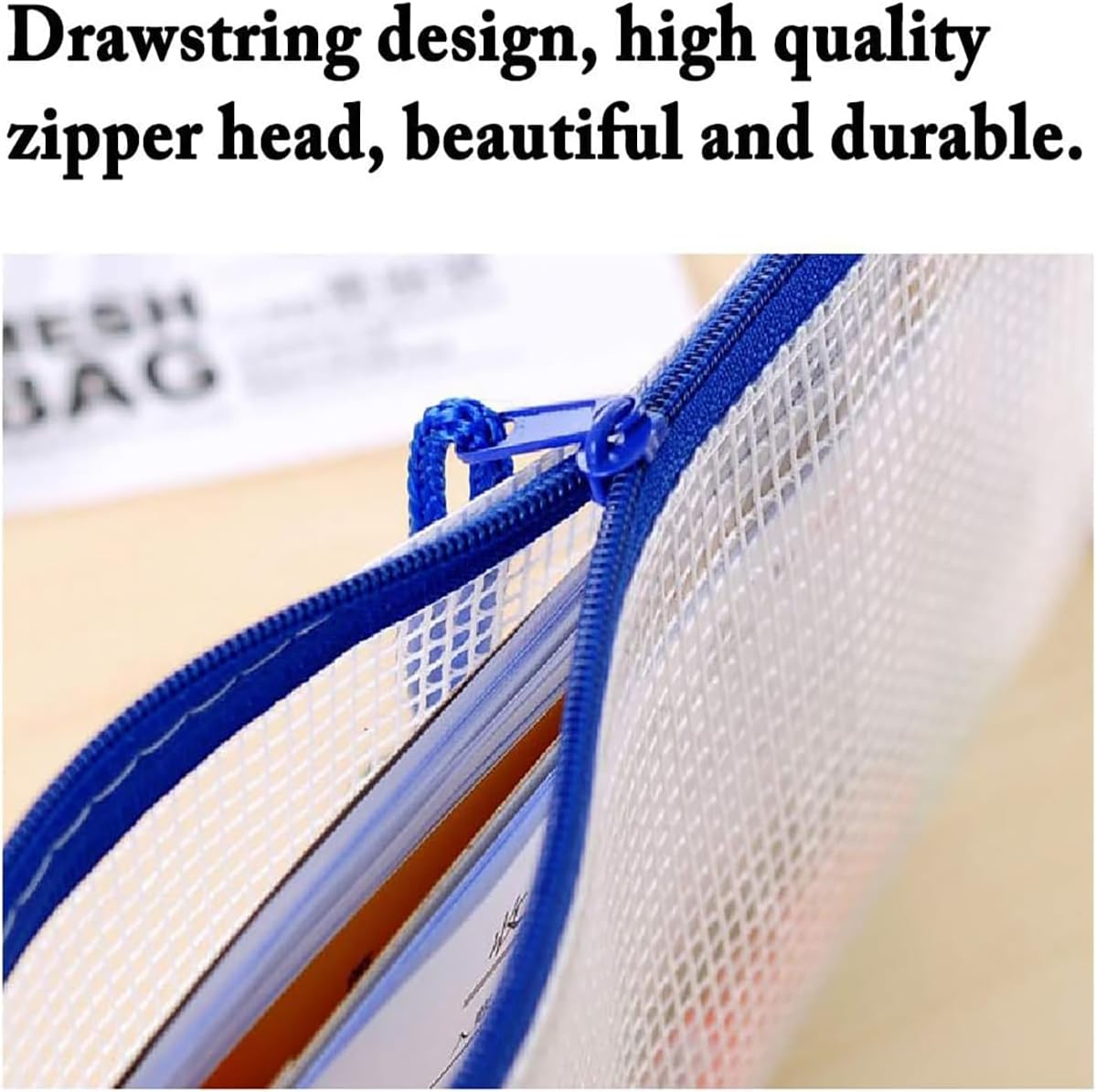 12 Pieces Zipper File Bags, A6 Clear Mesh Document Bag Plastic Folders Wallets Office School Storage Pouches for Document Business Receipts Organization image number 6