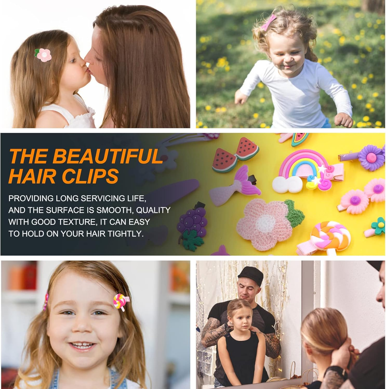 Rustark 68Pcs Baby Girls Hair Clips Cute Hair Barrettes Accessories with 260Pcs Rubber Bands Set Colourful Lovely Rainbows Fruits Dessert Flowers Butterfly Assorted Hair Clips for Girls Toddlers Kids Hair Accessories image number 2