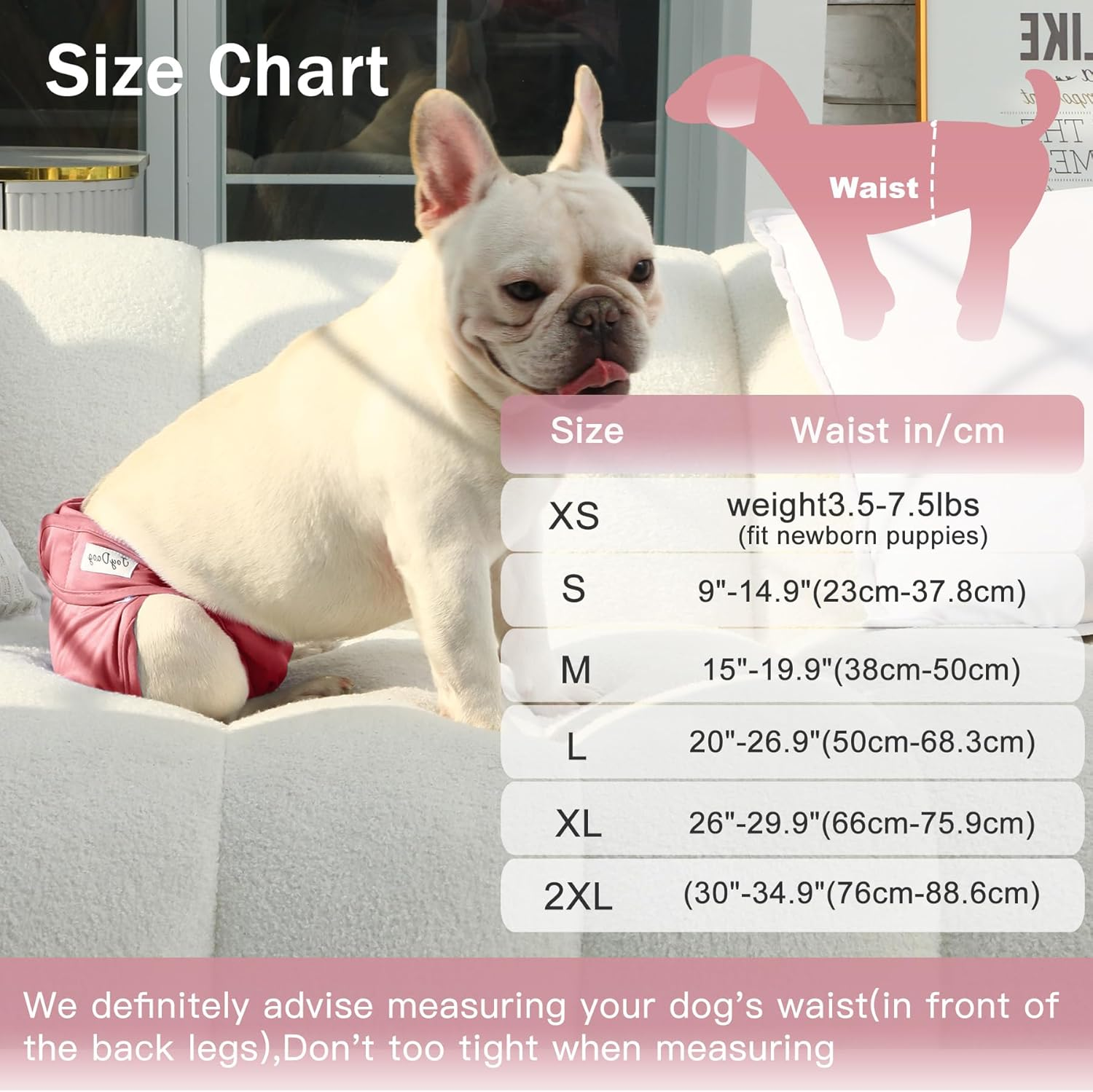 Joydaog Female Dog Diapers for Small Dogs,4 Pack Reusable Washable Premium Puppy Diapers for Heat,Incontinence,Period Doggy Nappies,S image number 5