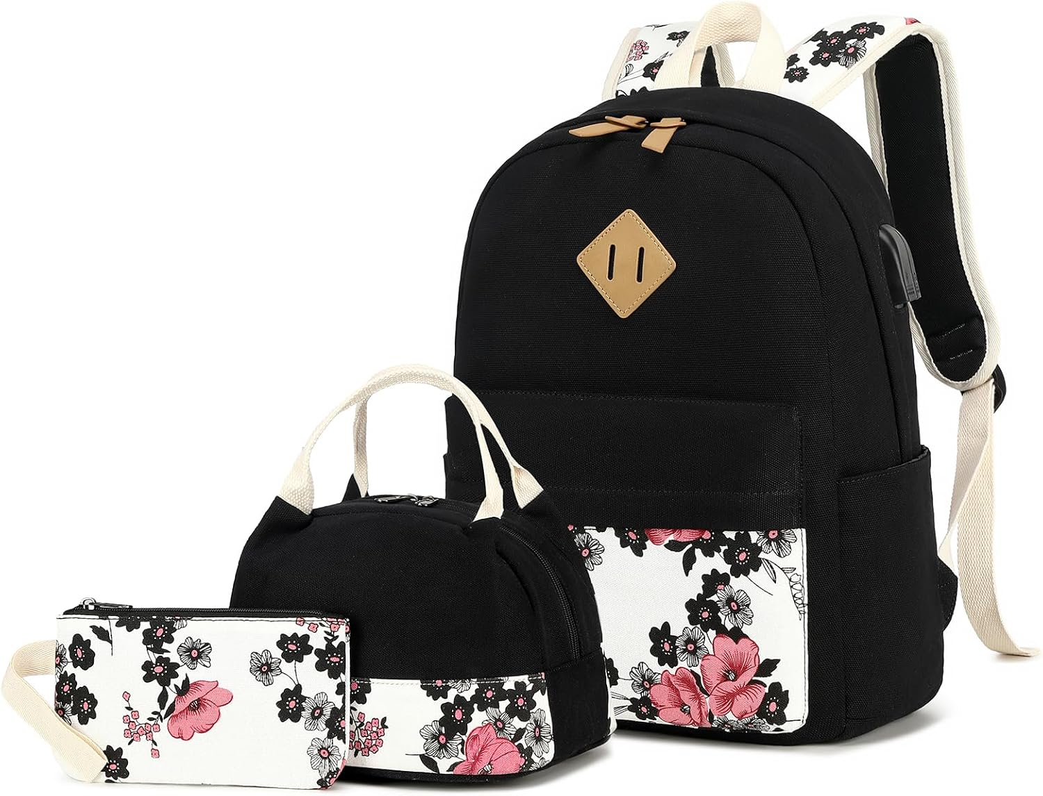 School Backpack for Teen Girls Kids Bookbag with Lunch Box Pencil Case, Laptop Backpack Casual Daypacks Teens Bookbag