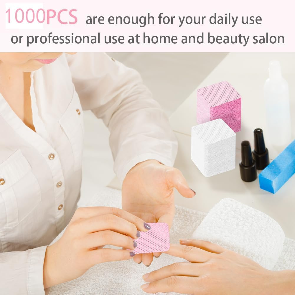 1000 Pcs Lint Free Nail Wipes, Disposable Nail Polish Remover Pads, Gel Polish Remover Pads, UV Gel Absorbent Remover Nail Wipes Meltblown(Pink) image number 5