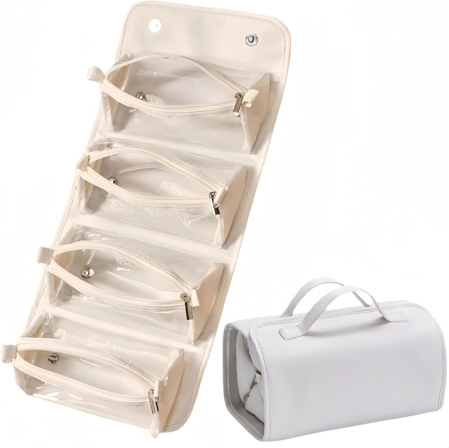 Febohao Travel Toiletry Bag 4 Detachable Clear Multi Compartment Hanging Toiletry Bag Women Waterproof Foldable Travel Bag Wash Accessories Makeup Bag image number 6