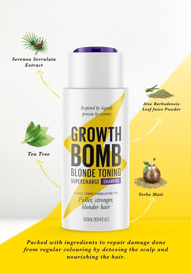 Growth Bomb Blonde Colour Enhancing Shampoo 300Ml image number 2