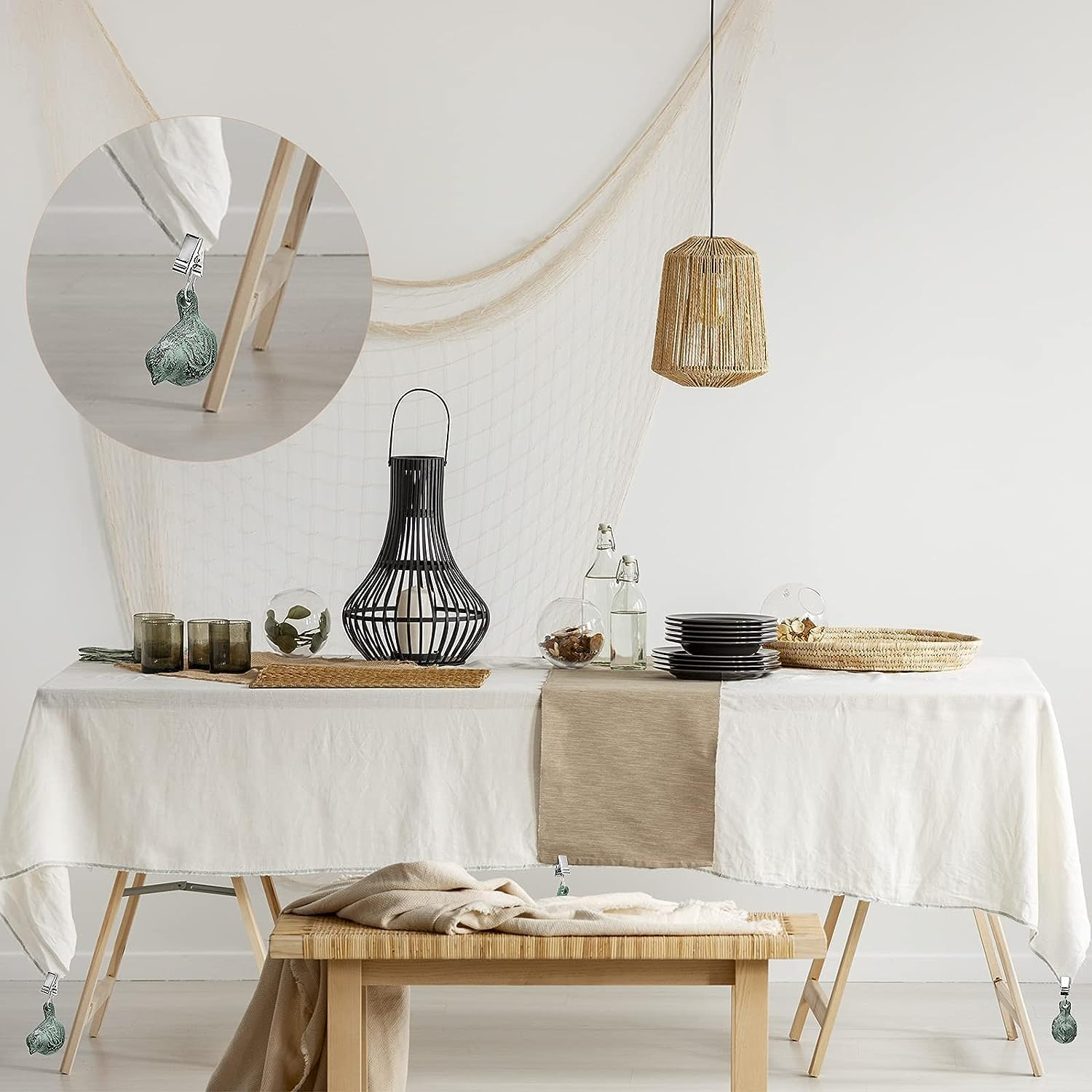 Set of 4 Cast Iron Antique Bird Heavy Tablecloth Clips Pendant Tablecloth Weights Kit with Cast Iron Antique Birds, Cloth Weights Clip for Outdoor Garden Party Picnic Tablecloths image number 1