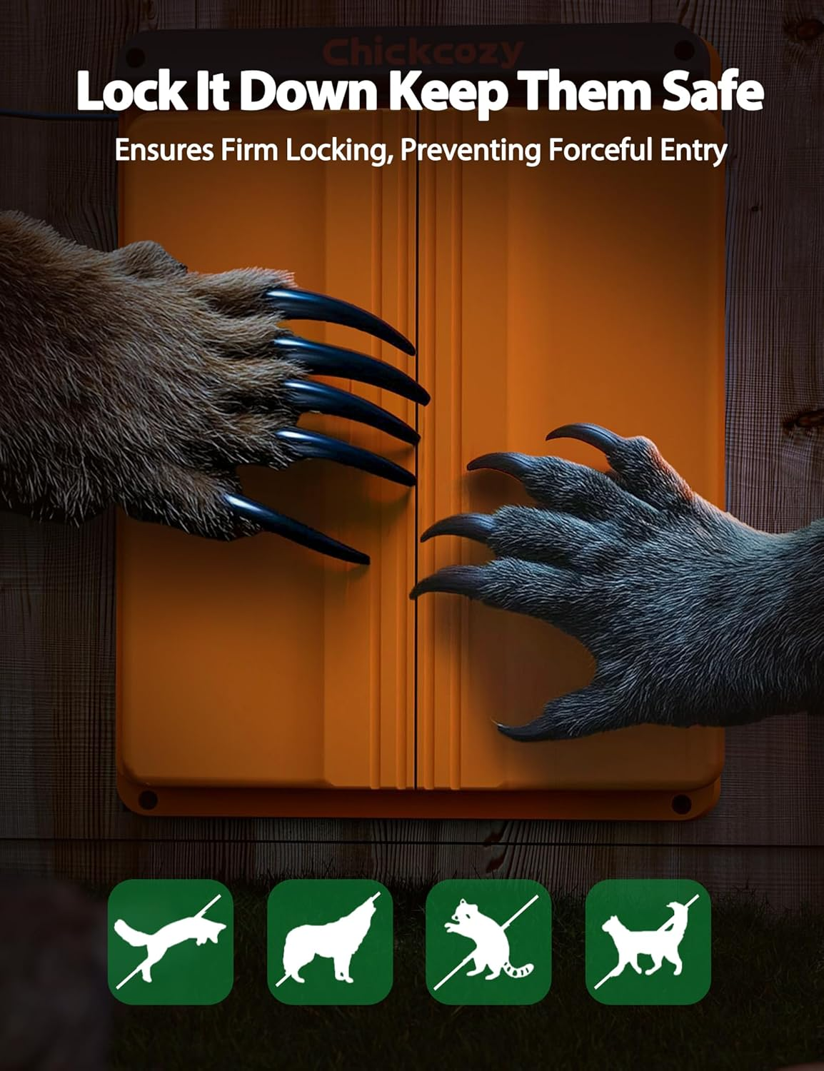 Chickcozy Solar-Powered Automatic Chicken Coop Door, Dual Motor Chicken Coop Door with Light Sensor, Timer & Manual Mode, Automatic Coop Door with Dual Anti-Pinch System, Weatherproof image number 6